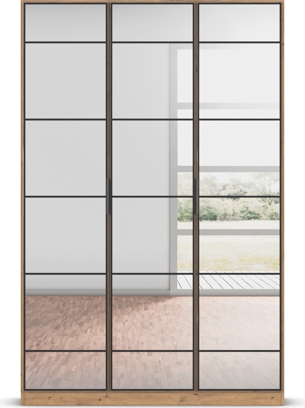 rauch Drehtürenschrank »Kleiderschrank Schrank Garderobe Schlafzimmerschrank ACERO«, (praktisch in Tiefe 41 cm mit vielen Einlegeböden), Spiegelfront in moderner Loft-Optik MADE IN GERMANY