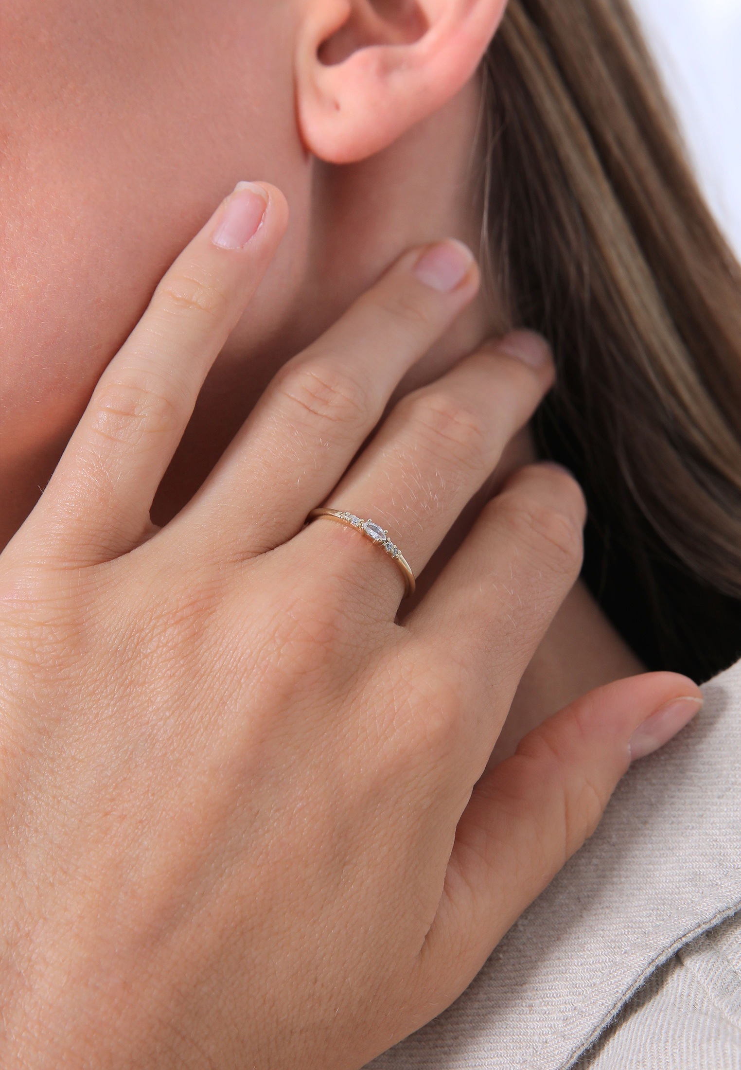 Verlobungsring ELLI "Zirkonia Marquise Elegant Verlobung 925 Silber" Gr. 54, gold, Fingerringe, Damen, 54mm, Silber 925 (Sterlingsilber), Verlobungsring 3