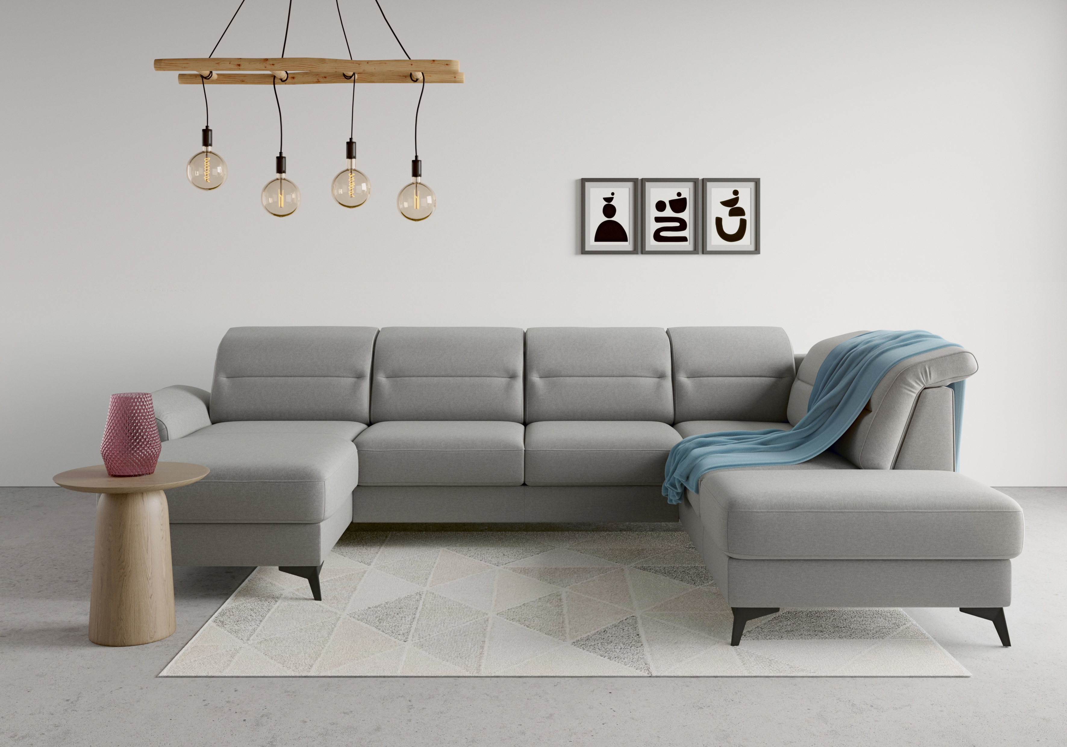 sit&more Wohnlandschaft "Sinatra U-Form" optional mit Kopfteilverstellung und Armteilfunktion, Metallfüße