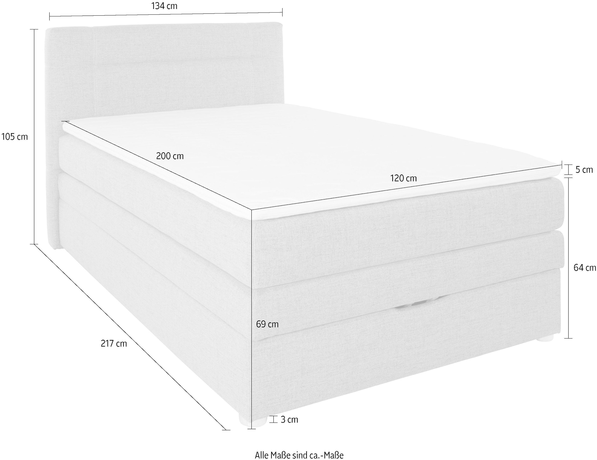 Jockenhöfer Gruppe Boxspringbett »Carmen«, mit Bettkasten und Topper, erhältlich in 120 & 140cm Breite