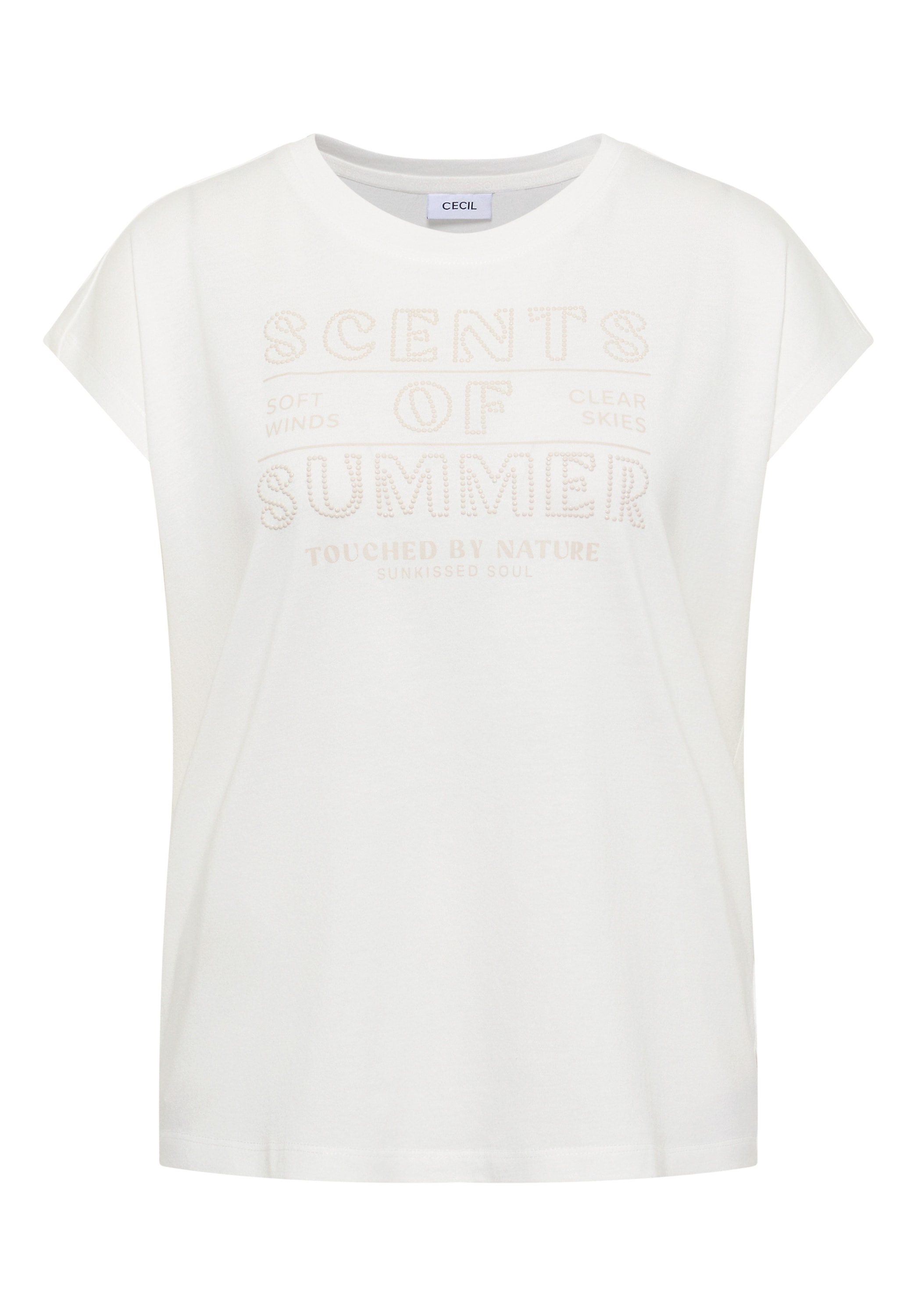 Cecil Kurzarmshirt Sommershirt mit Rundhals und Wording Artwork