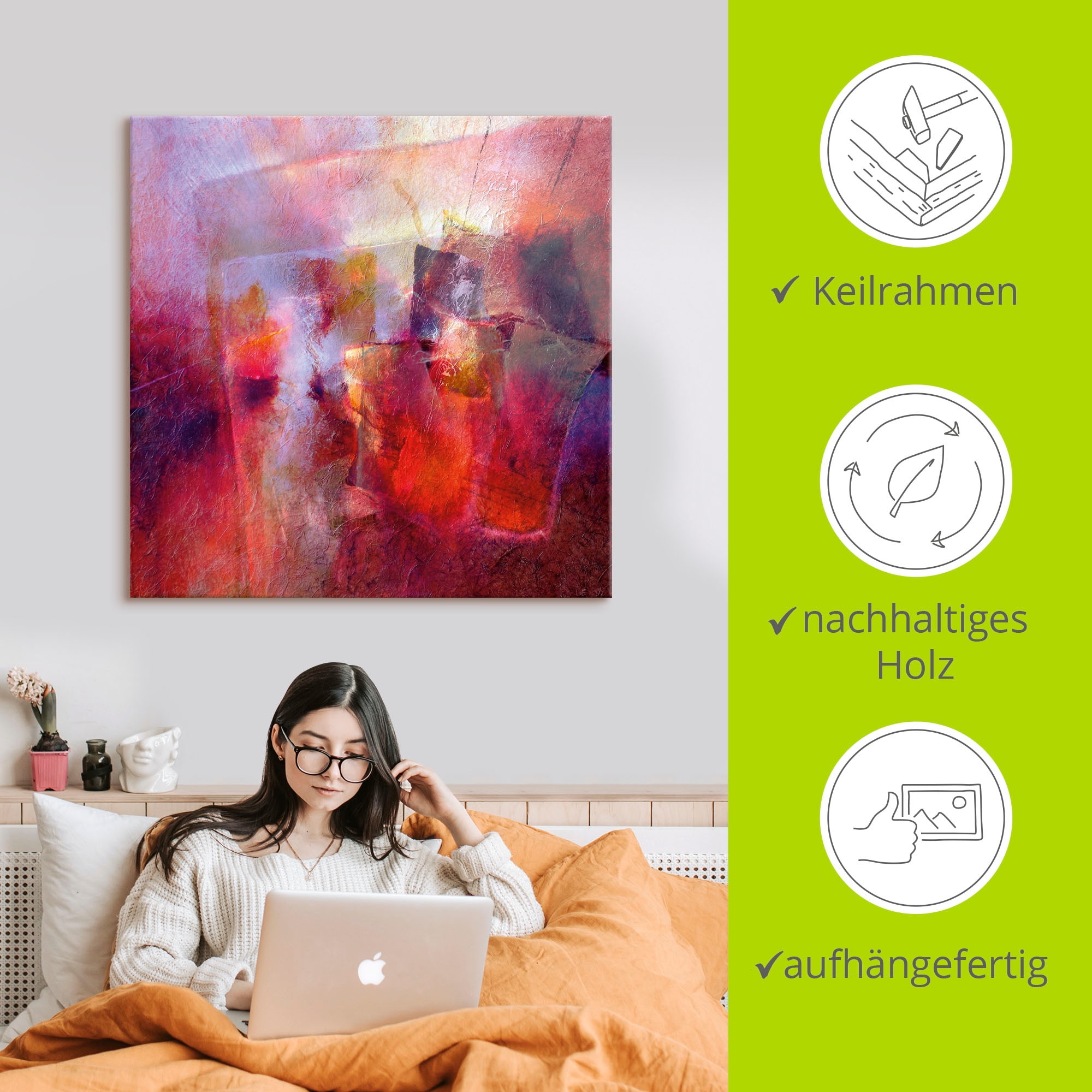 Artland Wandbild »Sommer Abstrakt«, Gegenstandslos, (1 St.), als Leinwandbild, Poster in verschied. Größen