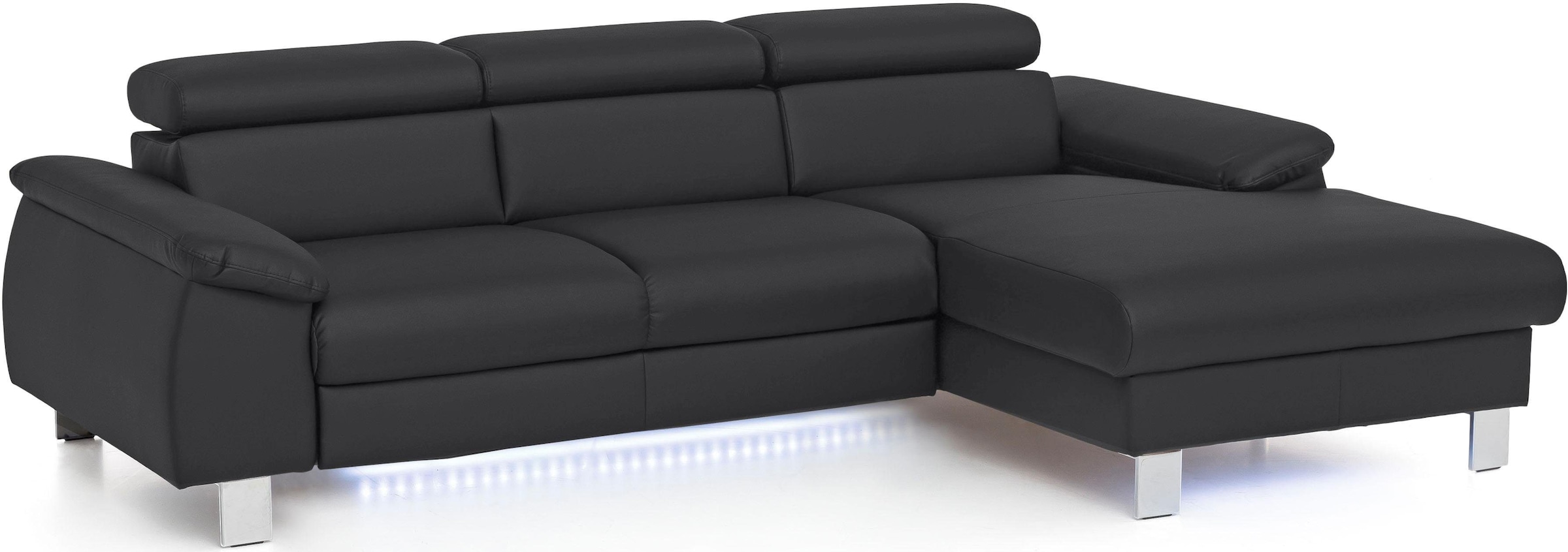COTTA Ecksofa Komaris, Ecksofa, wahlweise mit RGB-LED-Beleuchtung und Bettfunktion/Bettkasten