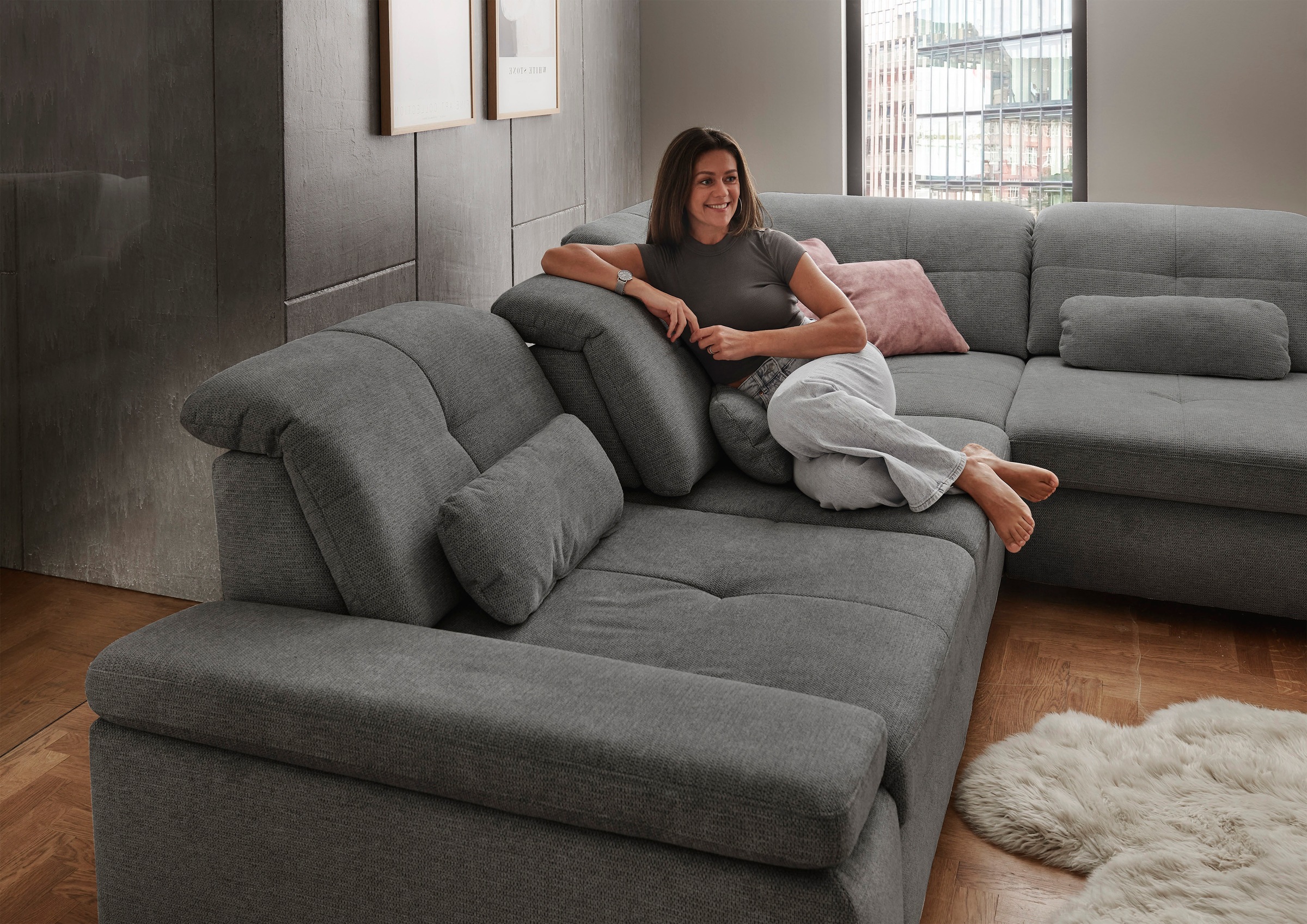 Die PlanBar Ecksofa »MP-IN16012 L-Form Kaltschaum-Polsterung«, inkl. Sitztiefenverstellung, optional mit Funktionen