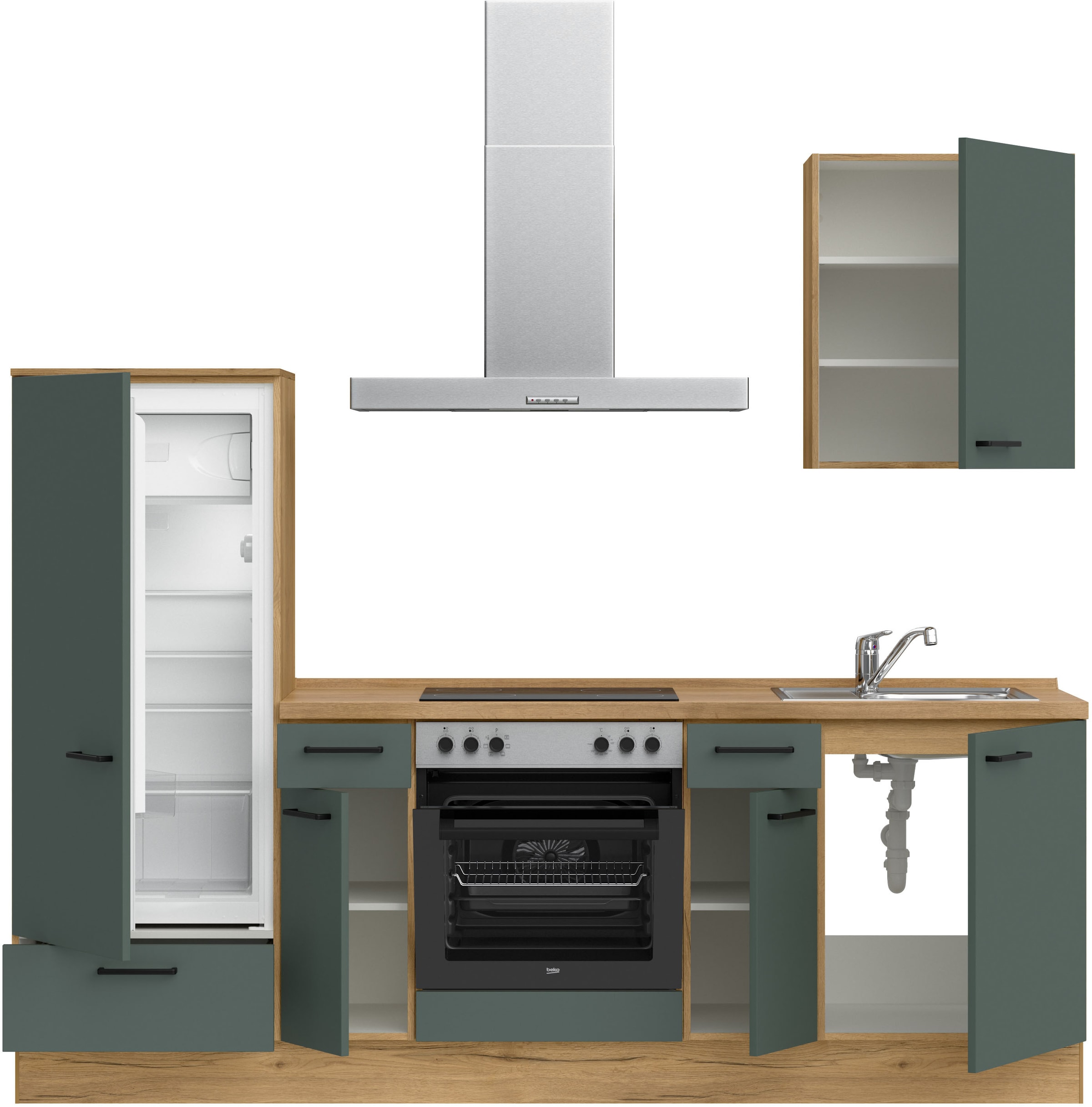 nobilia® Küchenzeile »"Easytouch I"«, vormontiert, Ausrichtung wählbar, Breite 240 cm, wahlw. mit E-Geräten