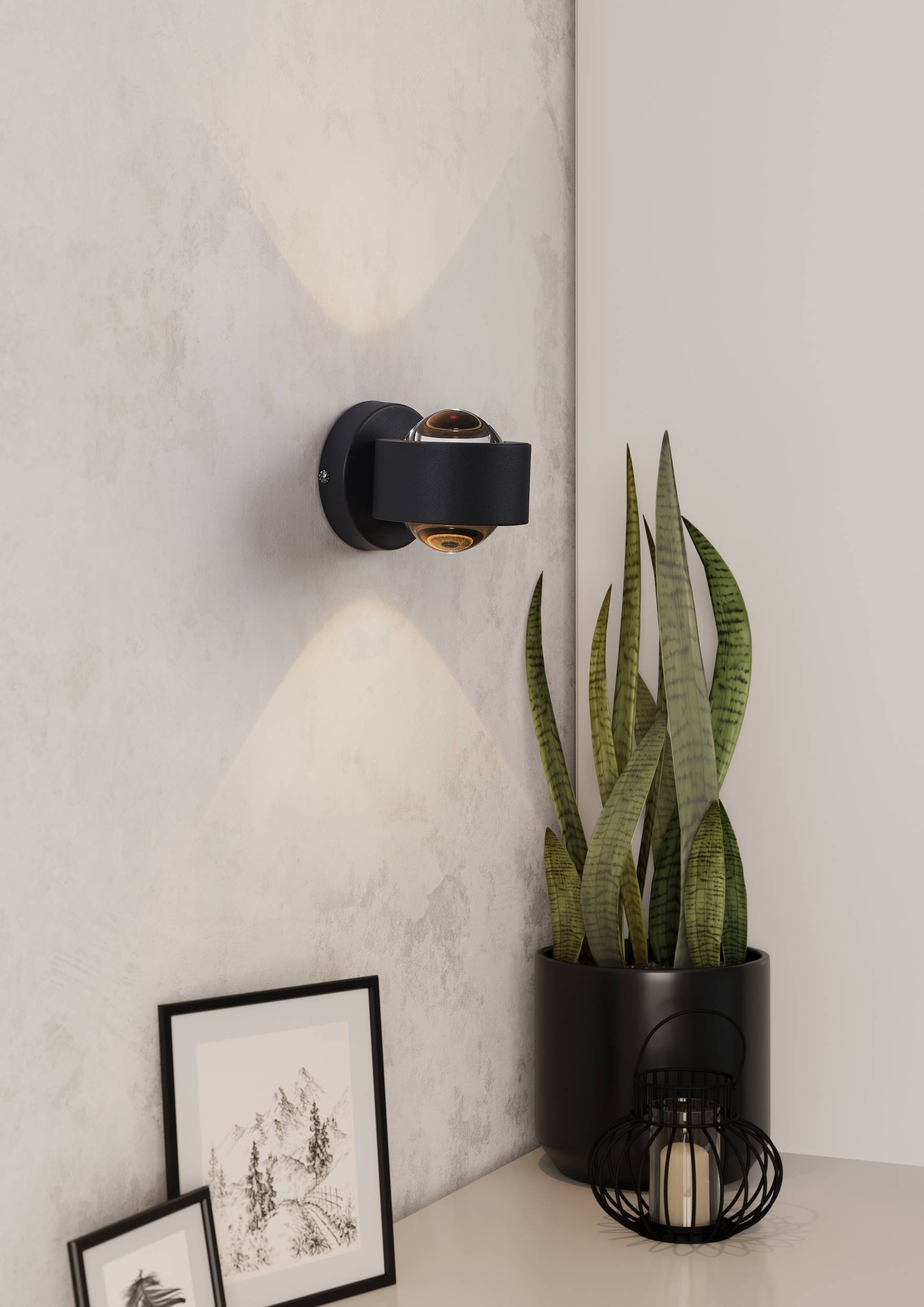 EGLO Wandleuchte »Ono 2 Wandlampe, Aluminium und Kunststoff, Wohnzimmerlampe, Lampe« LED-Modul 1 Stk. Warmweiß Wand-/Deckenleuchte - L9 x H8 x AL13 cm - anthrazit - 2X2,5W inkl.