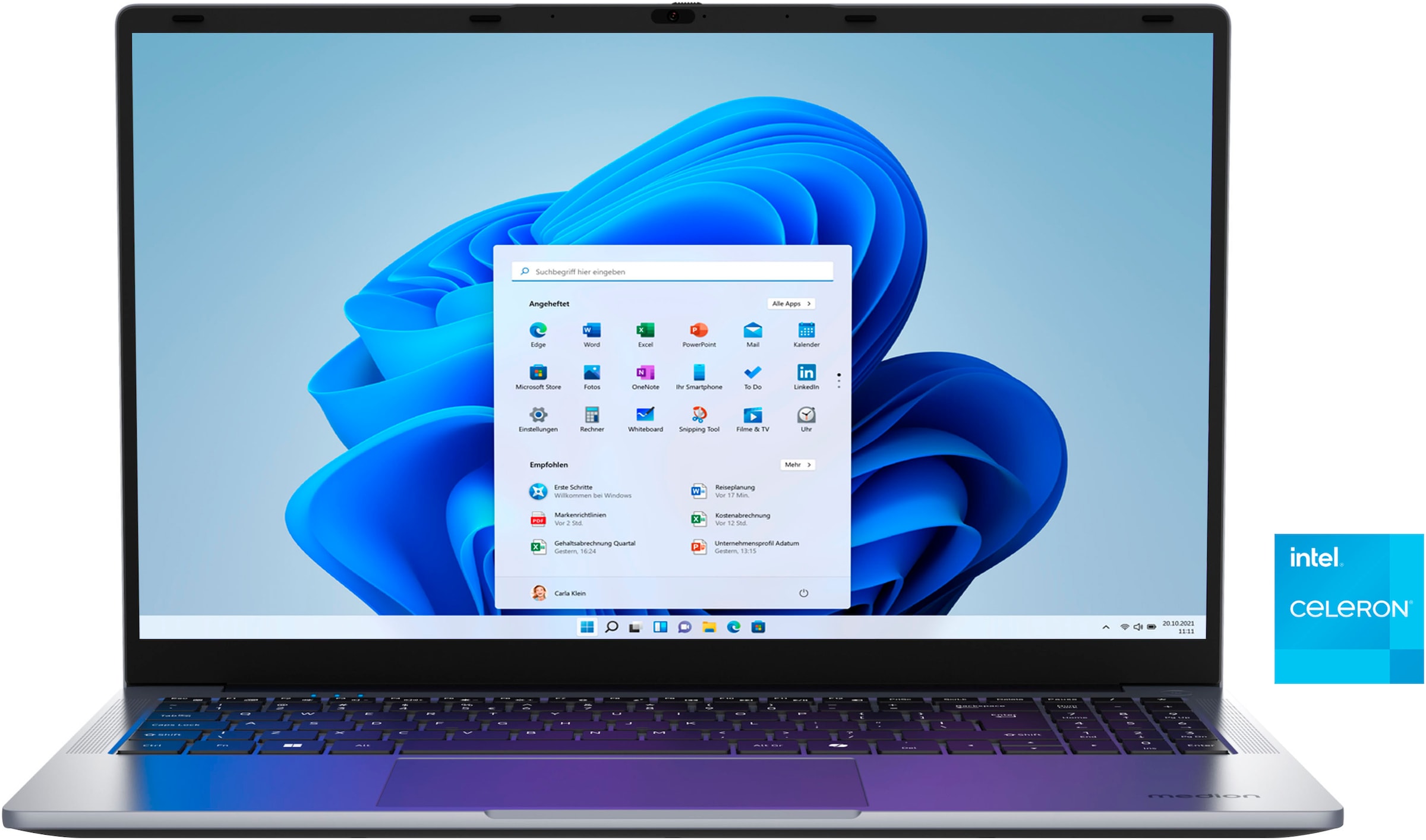 MEDION Notebook "E15223 (MD62644)", 4 GB RAM 128 GB SSD, Celeron, Windows11Home, grau, Notebooks