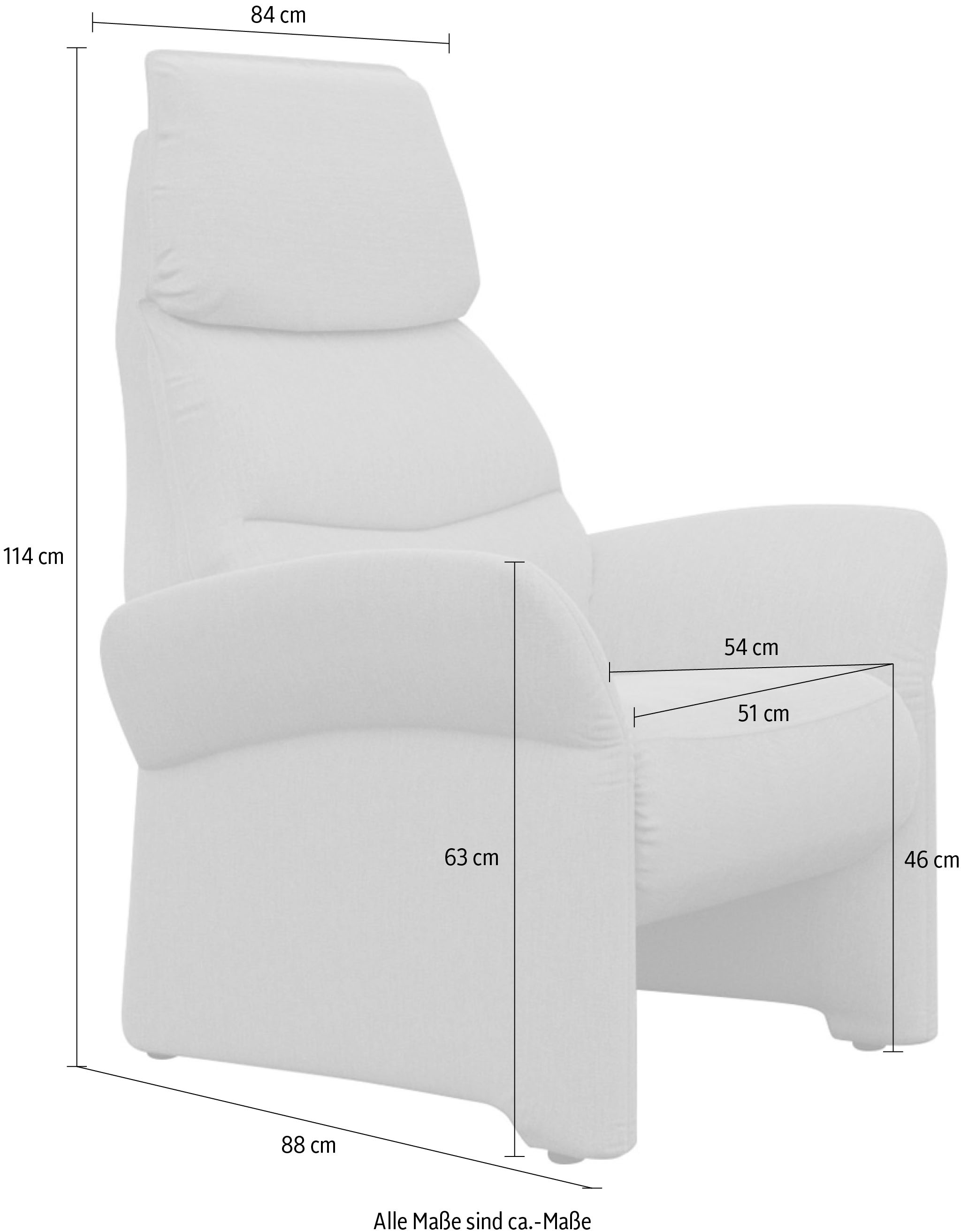 ADA trendline Relaxsessel »Savin«, in Größe M, Liegefläche 180cm, verstellbar, optional mit Aufstehhilfe