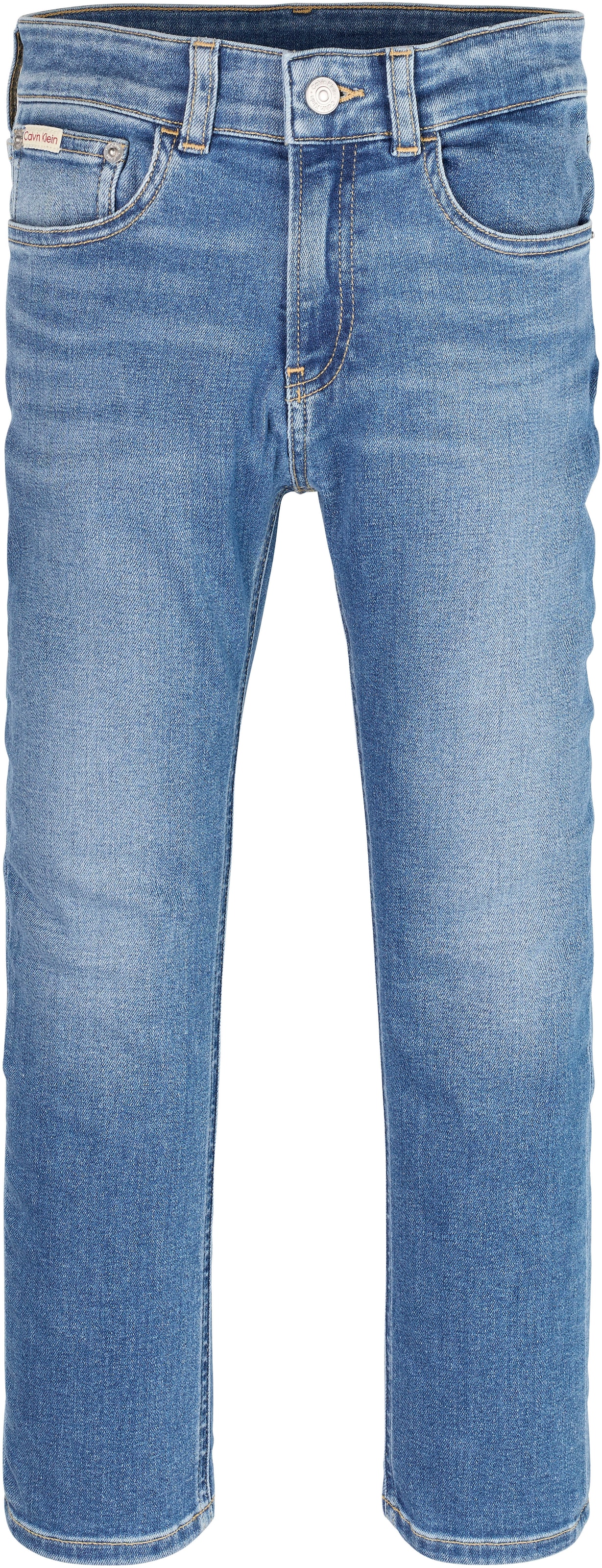 Calvin Klein Jeans Straight-Jeans »ESS. WASHED BLUE DAD«, für Kinder bis 16 Jahre mit Lederpatch