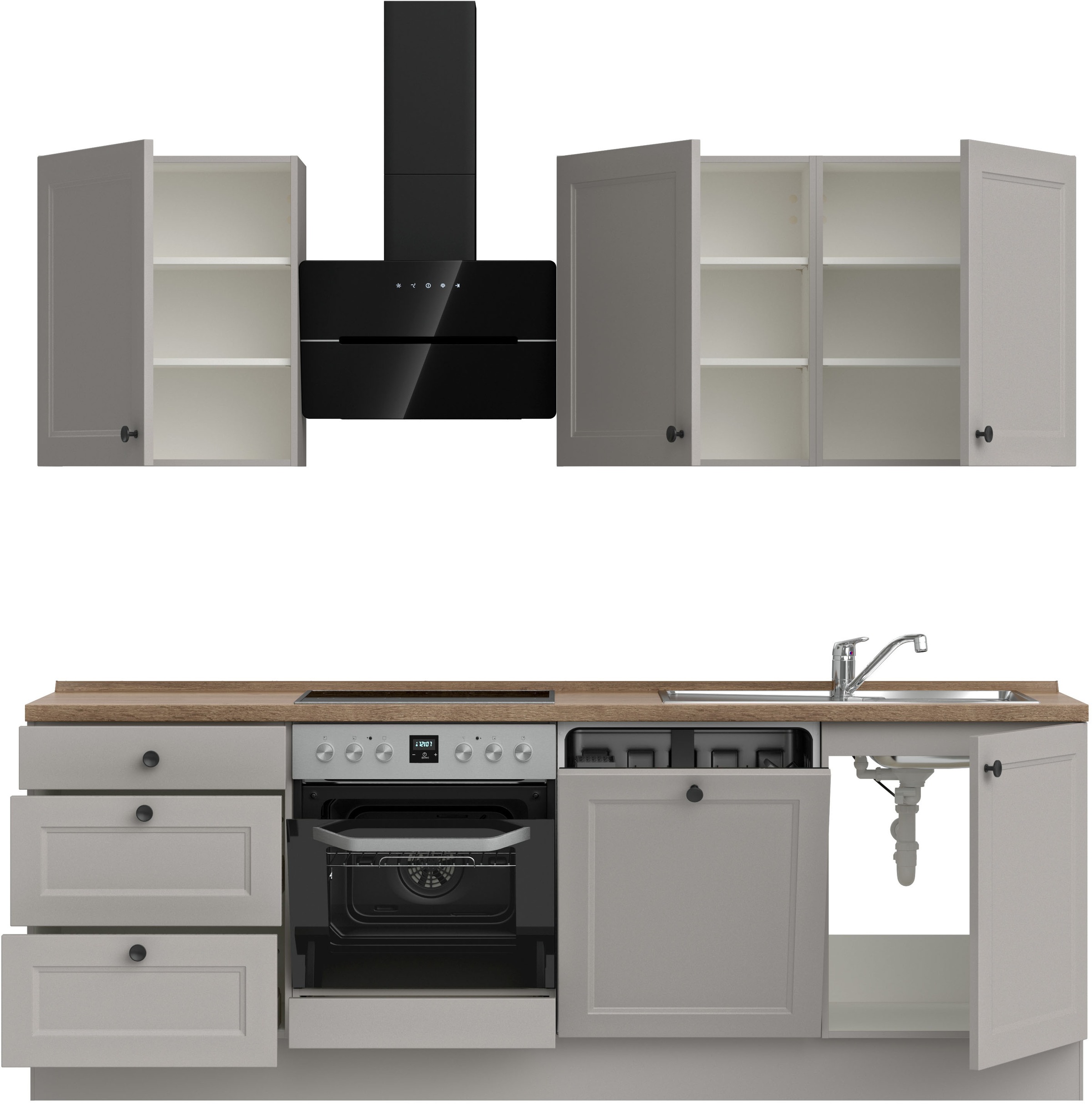 nobilia® Küchenzeile »"Cascada II"«, vormontiert, Breite 240 cm, Ausrichtung wählbar, wahlw. mit E-Geräten