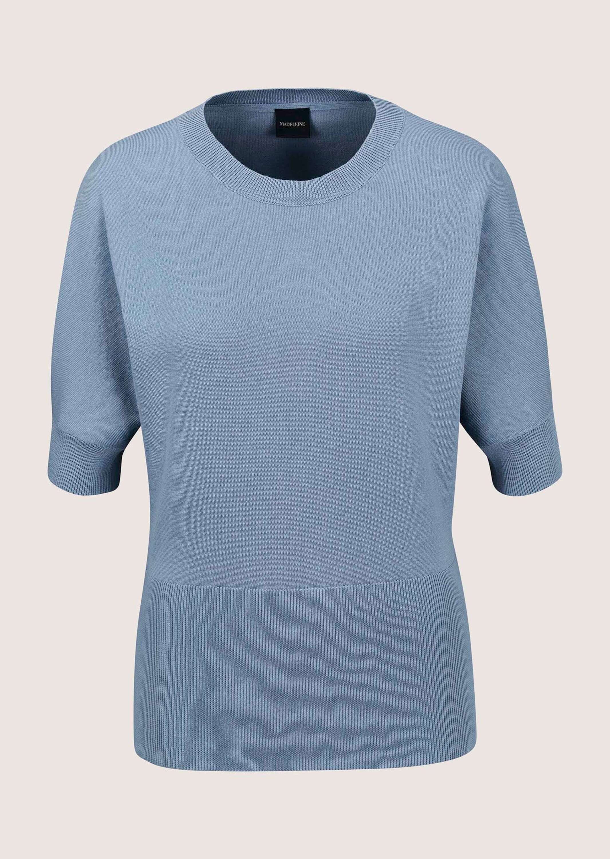 MADELEINE Longpullover "Feinstricktop Sommerlicher Baumwollpullover mit breitem Bund" Mit kühlendem Baumwollgarn