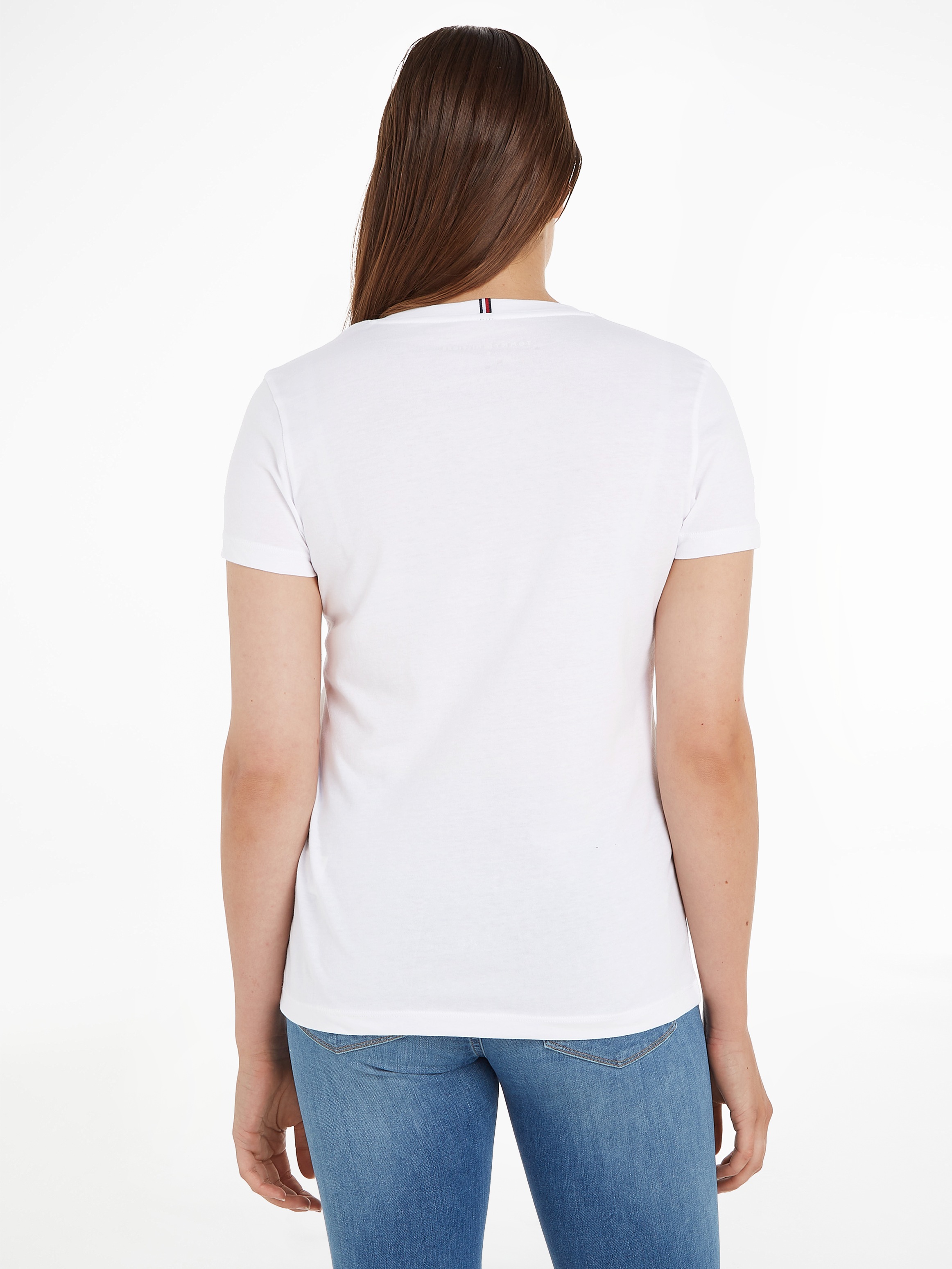 Tommy Hilfiger T-shirt à Manches Courtes Et Col En V Heritage Classic White L Femme 4
