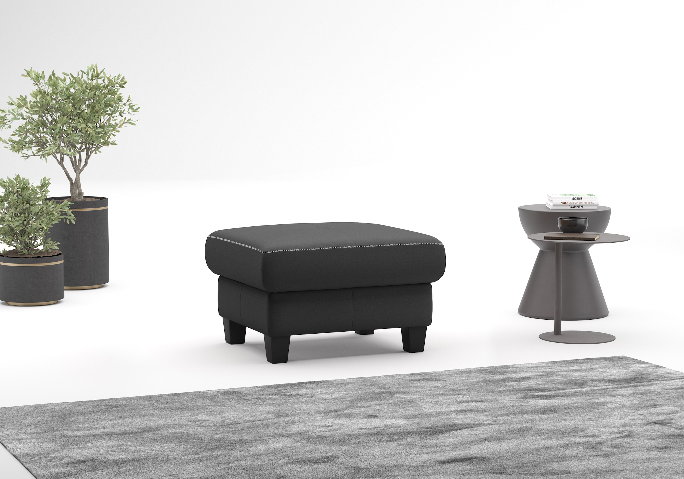 Home affaire Polsterhocker "Varese" Kreuznaht in beige günstig online kaufen