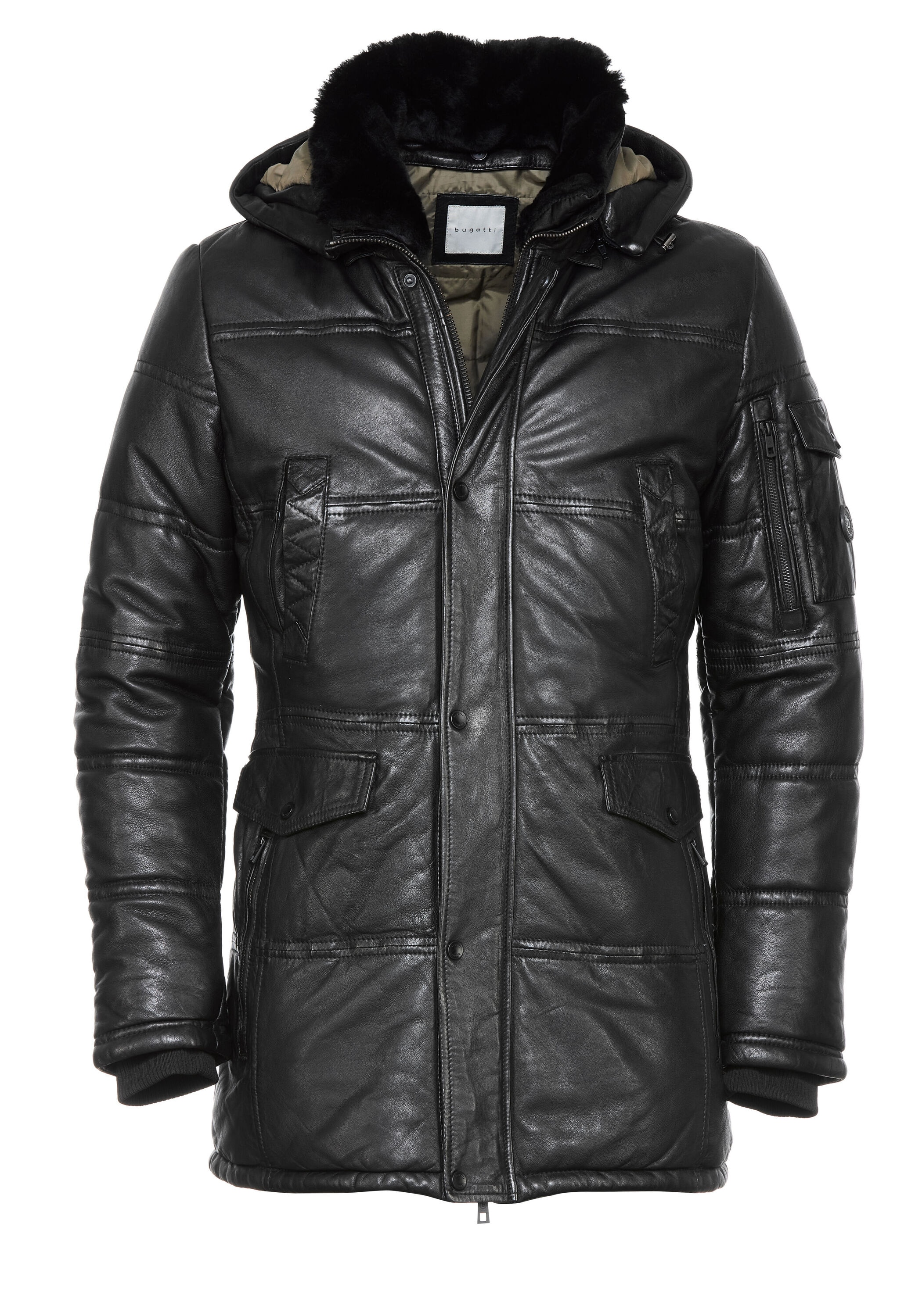 bugatti Lederjacke "BUCARLO" mit Kapuze aus hochwertigem Leder
