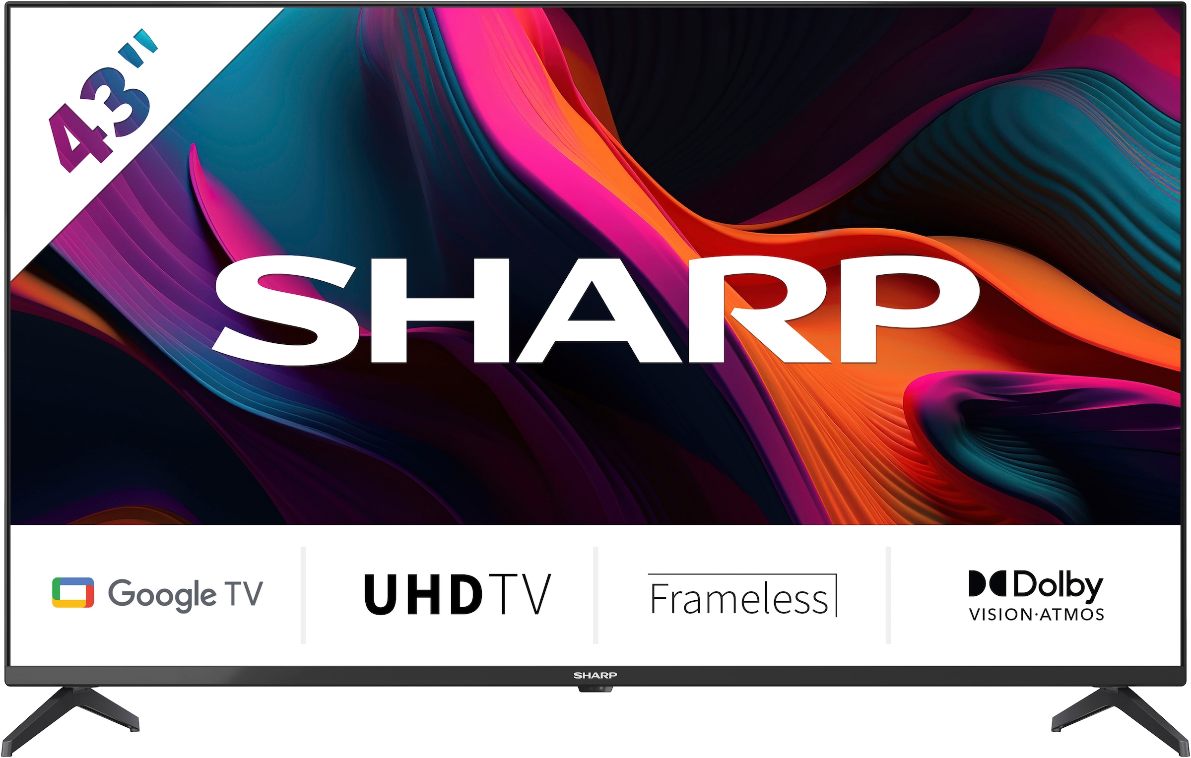 SHARP LED-Fernseher "SHARP 43GL4260E Google TV 108 cm (43 Zoll) 4K Ultra HD Google TV", 43 ′′, schwarz, Fernseher, 4K Ultra HD, Dolby Atmos, Dolby