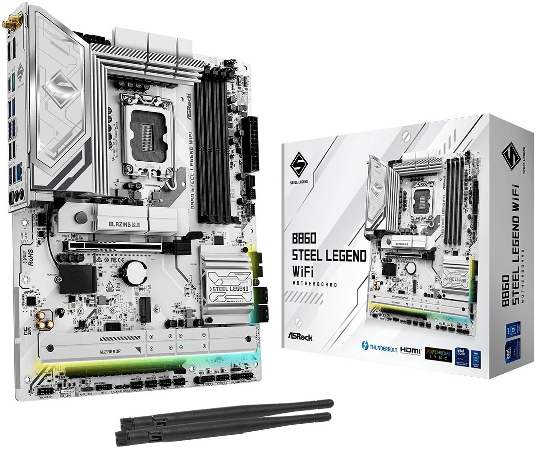 ASROCK Mainboard "B860 Steel Legend WiFi", B:28,1cm H:7,5cm T:34,6cmohne farbbezeichnung, Mainboards