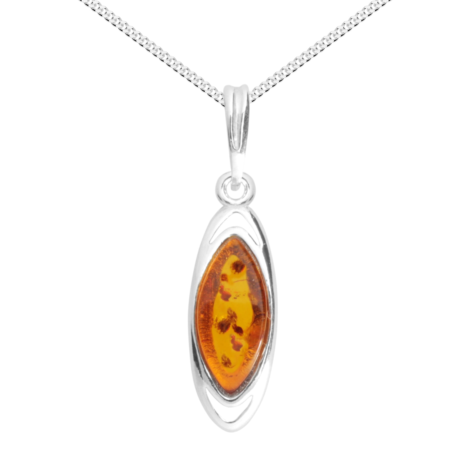 Kette mit Anhänger OSTSEE-SCHMUCK "- Nordica - Silber 925/000 - Bernstein" Gr. 50, silber (silber 925, silberfarben, weiß), Schmuck_Sets, Damen, 50, Silber 925 (Sterlingsilber)
