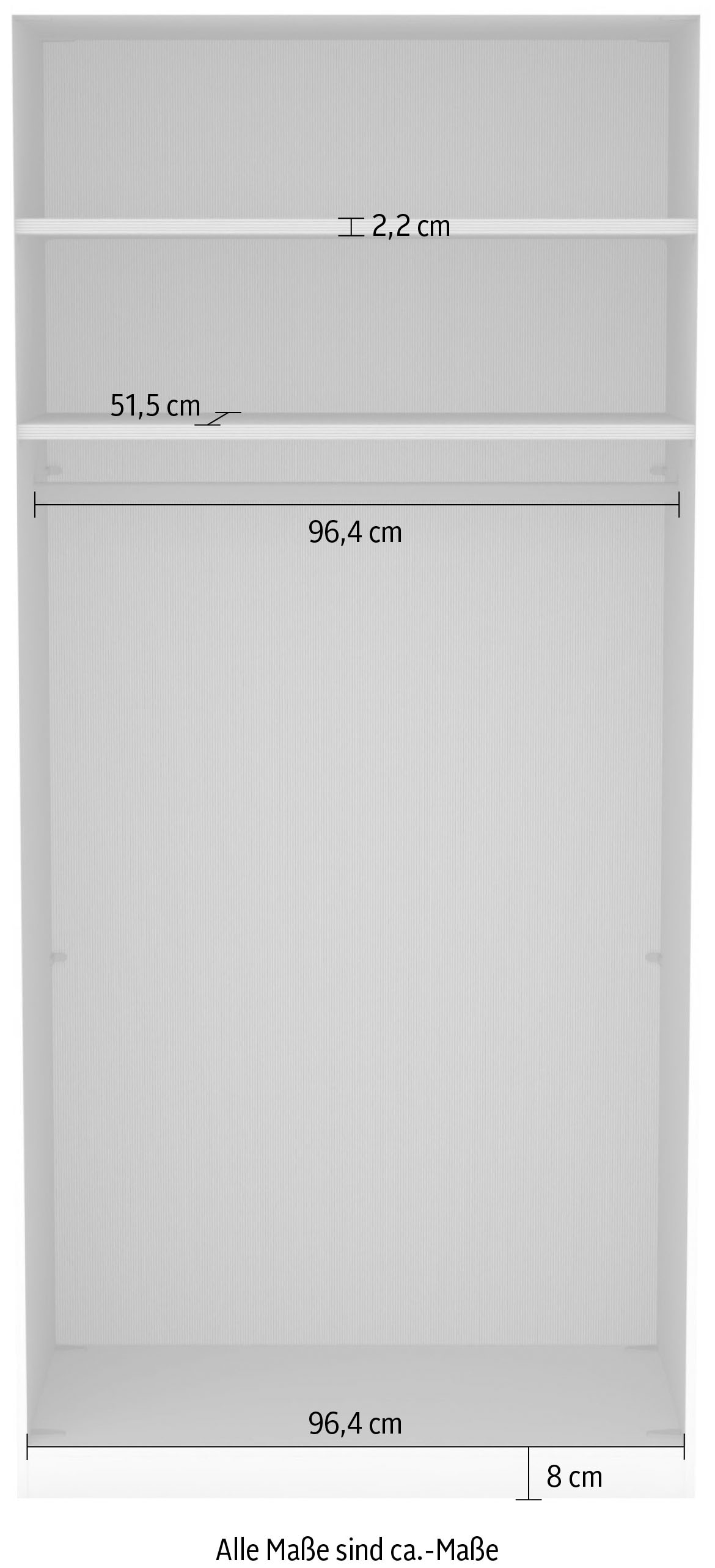 Musterring Drehtürenschrank »San Diego, Kleiderschrank, Schrank, Garderobe, mit Glastüren« weiß, Türen gedämpft, 2 Höhen, mehrere Breiten, MADE IN GERMANY, 1 Stk. tlg. 2-türig (gedämpft), 2 Böden, 1 Kleiderstange, Chromgriffe