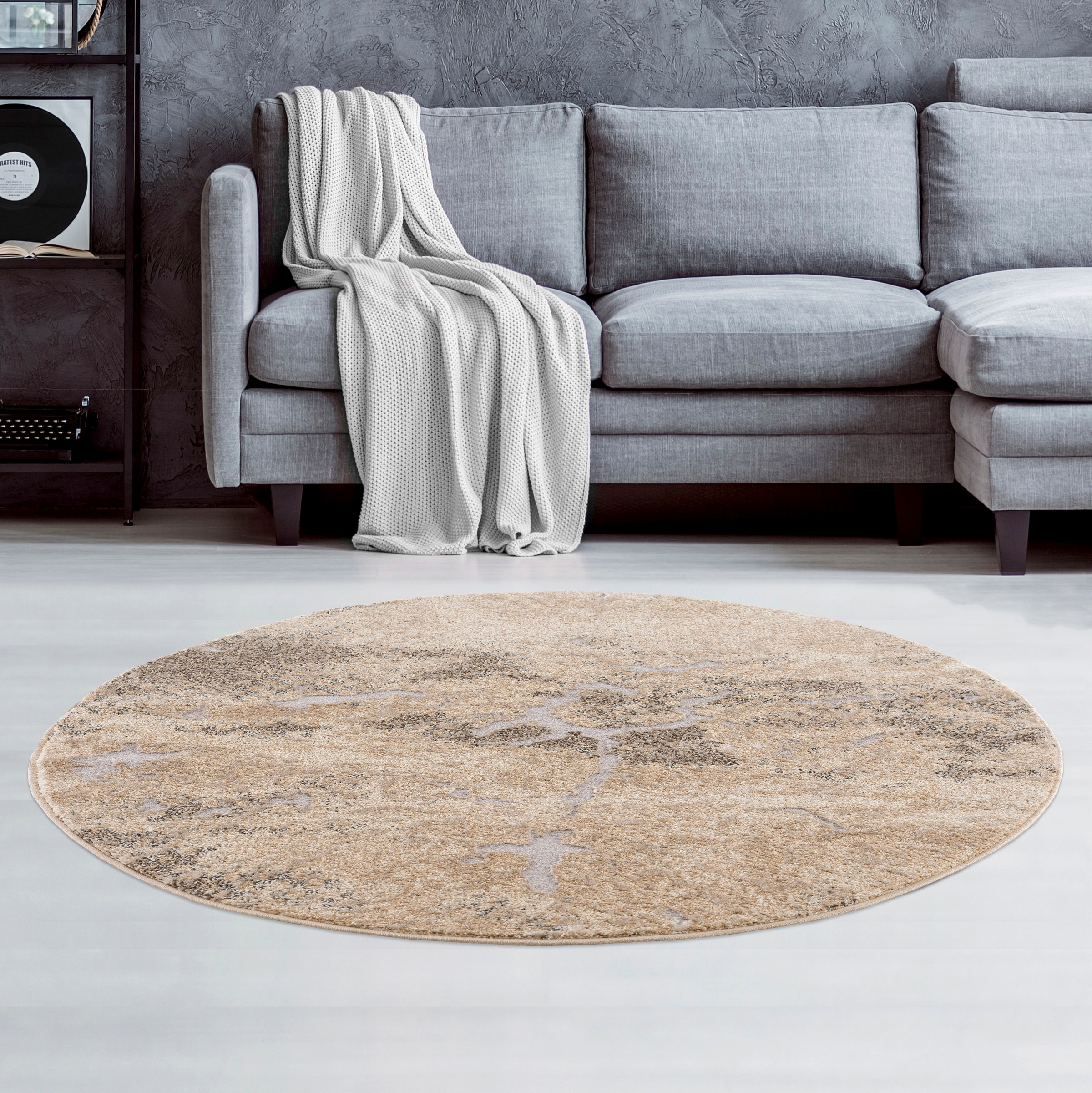 my home Teppich "Marmor" rund 12 mm Höhe Teppich in moderner Marmor Optik, günstig online kaufen