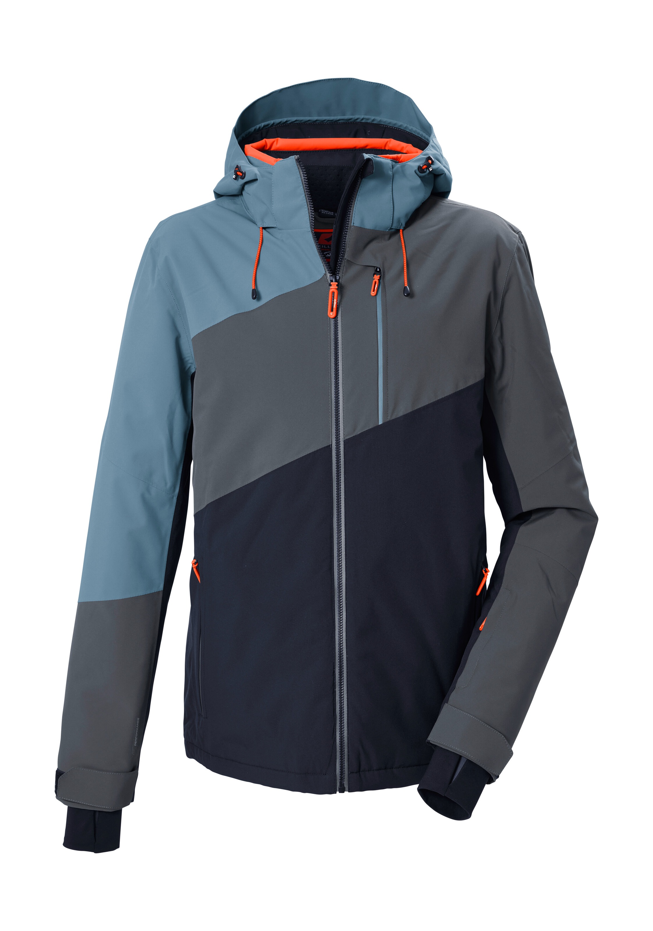 Killtec Skijacke "KSW 89 MN SKI JCKT" Mehrfarbige, wasserdichte Skijacke mit abnehmbarer Kapuze