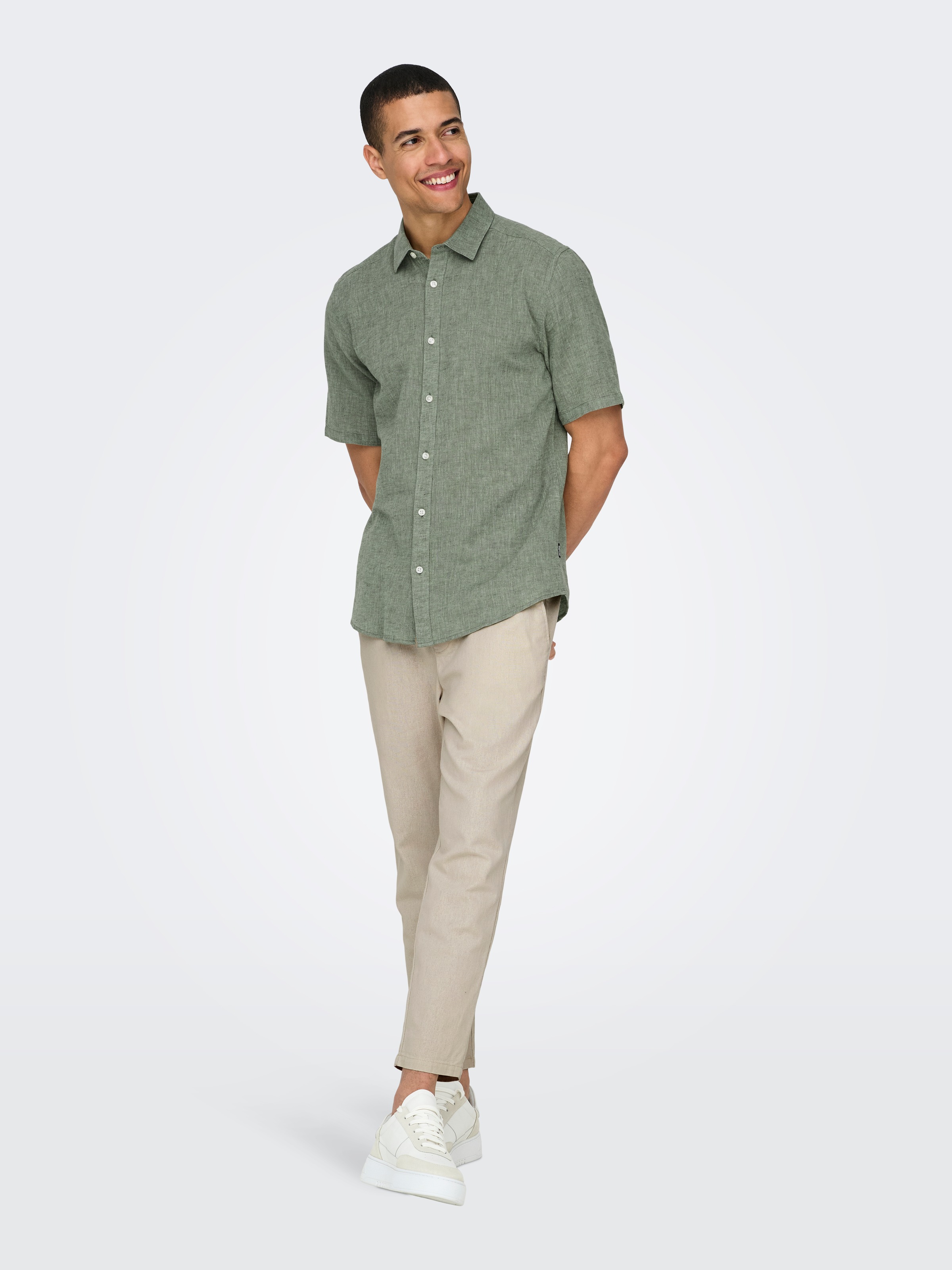 ONLY & SONS Kurzarmhemd »ONSCAIDEN SS SOLID LINEN SHIRT NOOS«