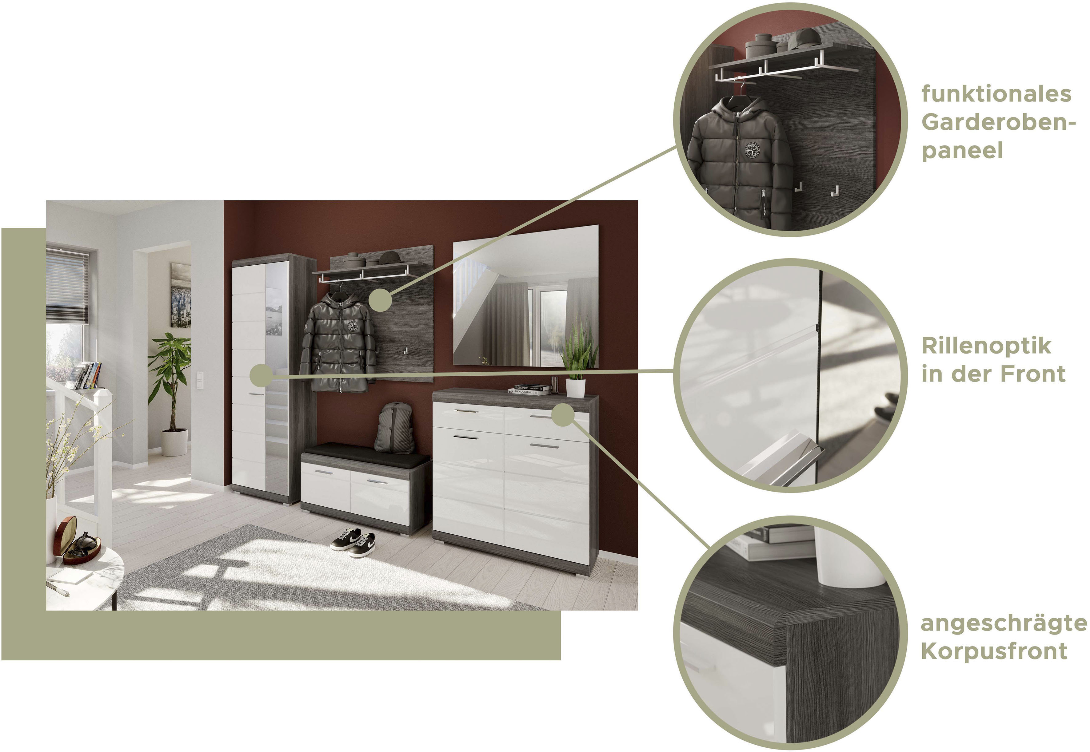 Thumbnail - INOSIGN Garderoben-Set "SIENA, Breite 167 cm, 3-teiliges Set, individuell stellbar" Komplett-Set, bestehend aus: Gardero...