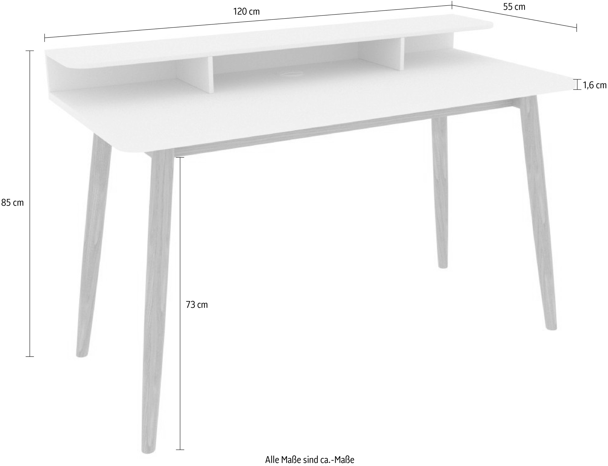 Woodman Schreibtisch »Farsta«, skandinavisches Design, mit abgerundete Kanten, Breite 120 cm