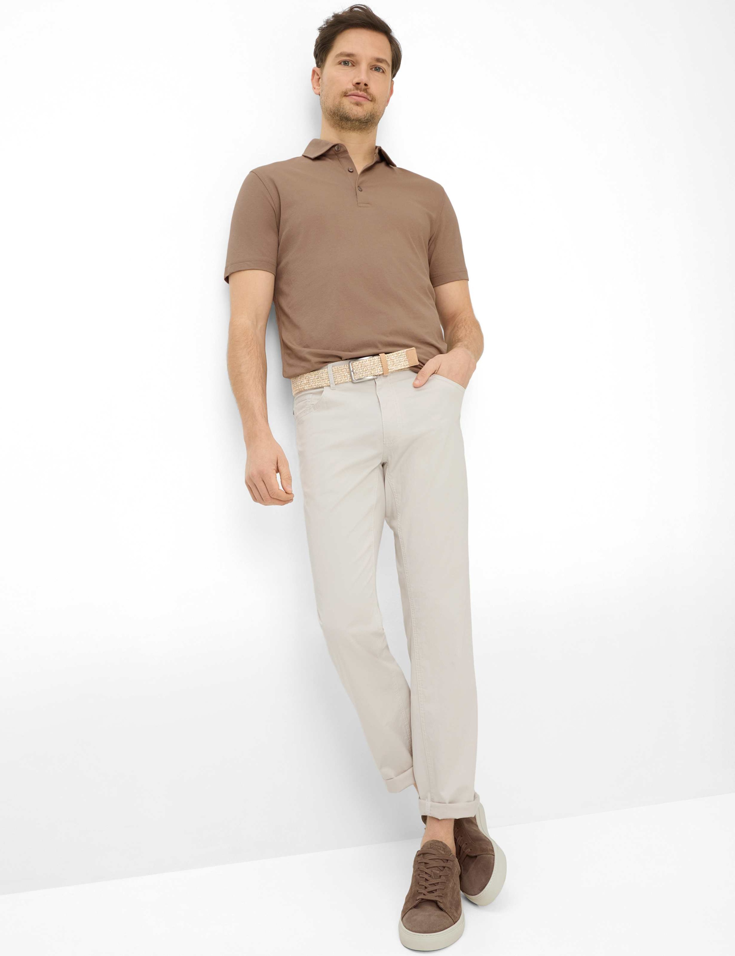 5-Pocket-Hose BRAX "Style COOPER", Herren, Gr. 35, Länge 32, sand, Web, 78% Baumwolle, 19% Lyocell, 3% Elasthan, Hosen 5-Pocket-Hose 2