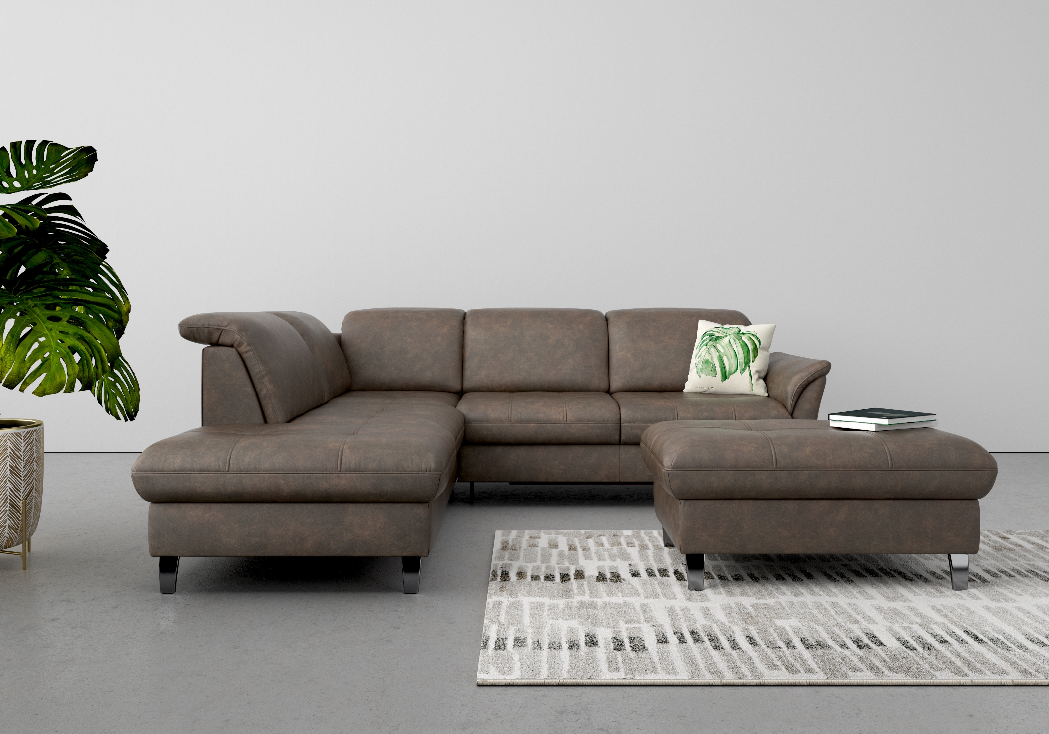 sit&more Ecksofa "Maggiore L-Form" wahlweise mit Kopfteilverstellung, Schlaffunktion und Stauraum