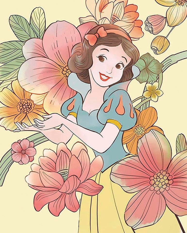 Komar Poster "Snow White Flowers", Disney, (1 St.), Kinderzimmer, Schlafzimmer, Wohnzimmer