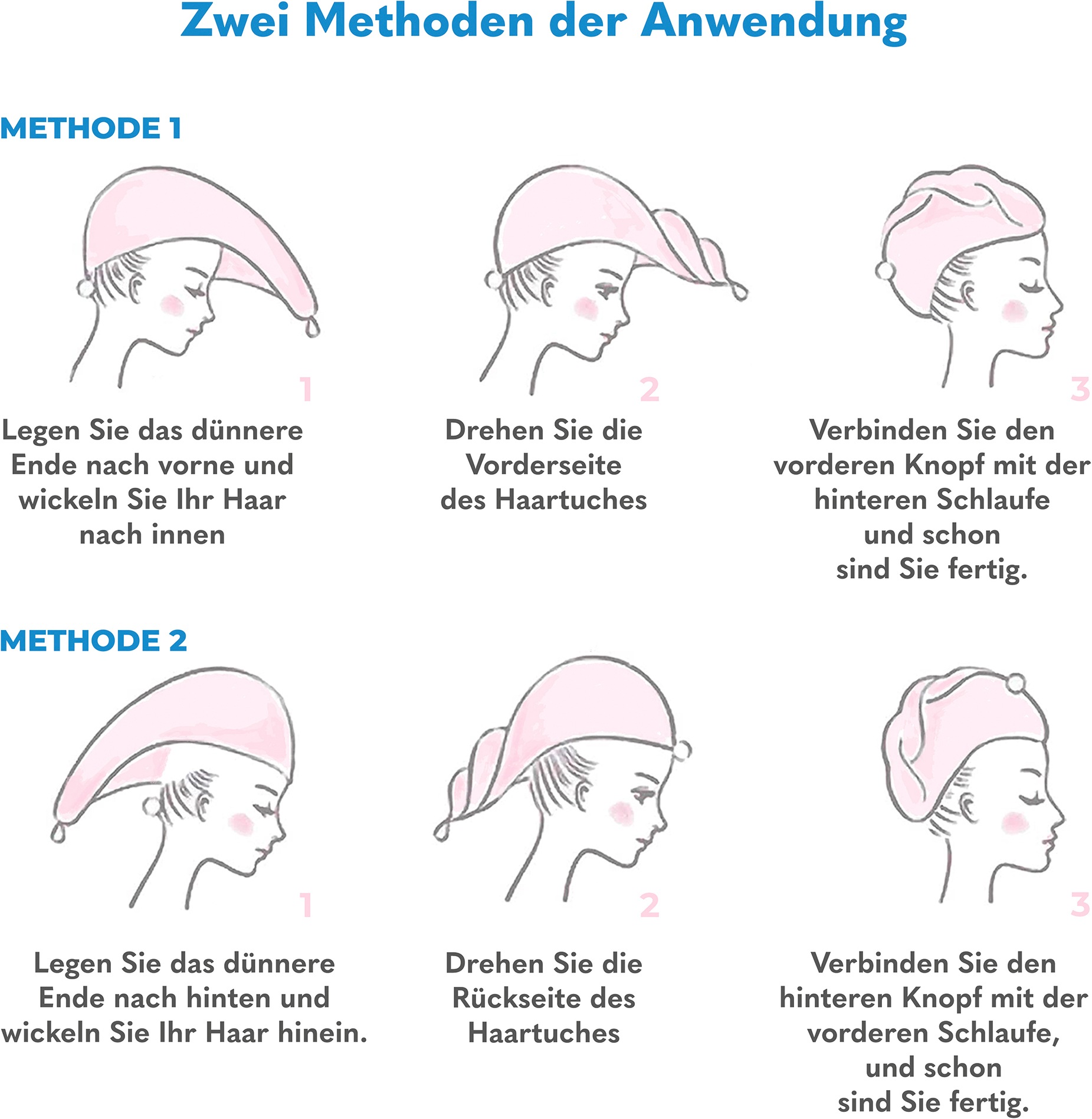 HAMMETEX Turban-Handtuch »2er Set Haarturban Damen, 100% Baumwolle, Flauschig & Schnelltrocknend« Uni-Farben, weich