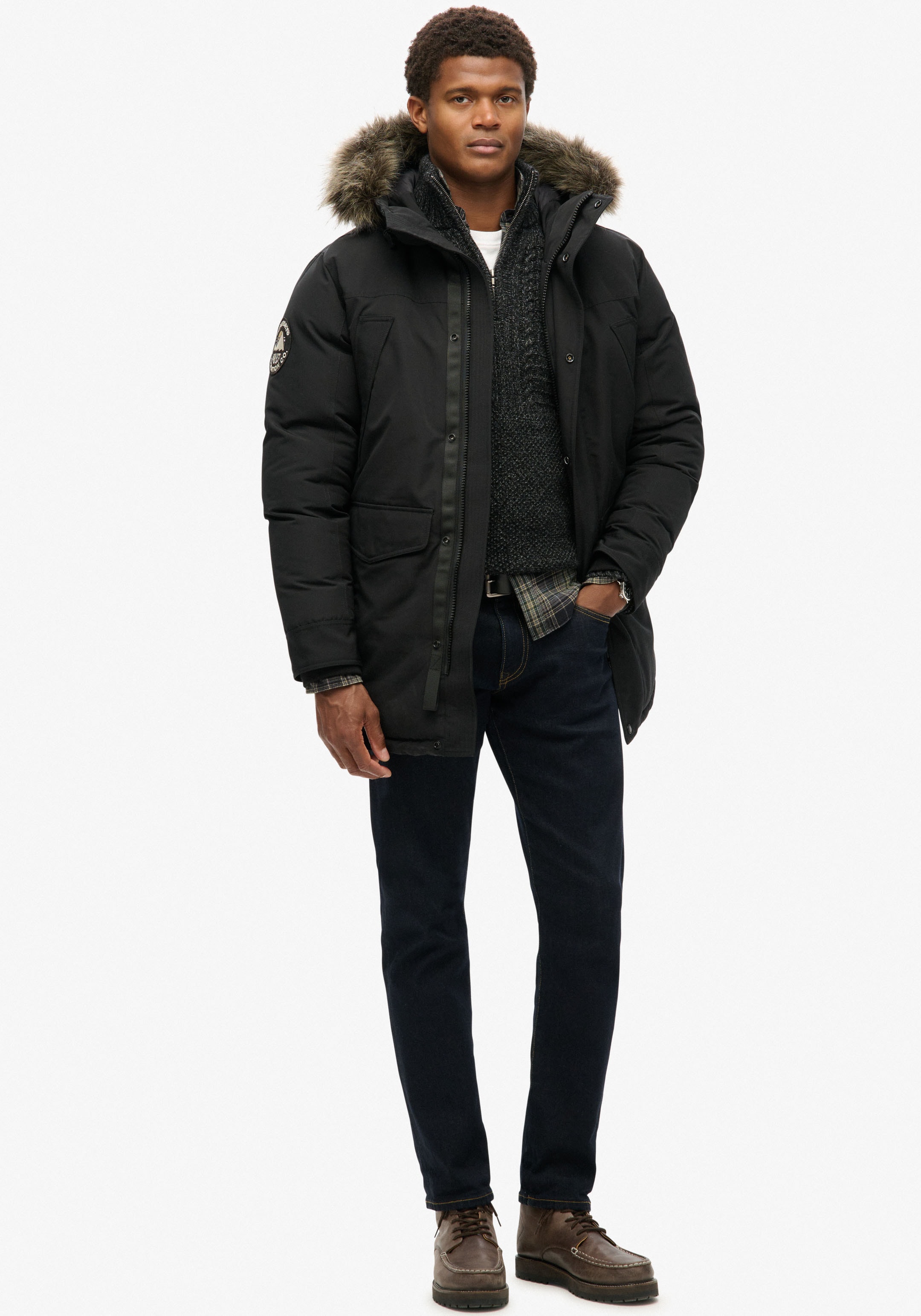 Superdry Parka »EVEREST FAUX FUR PARKA JACKET«, mit Kapuze