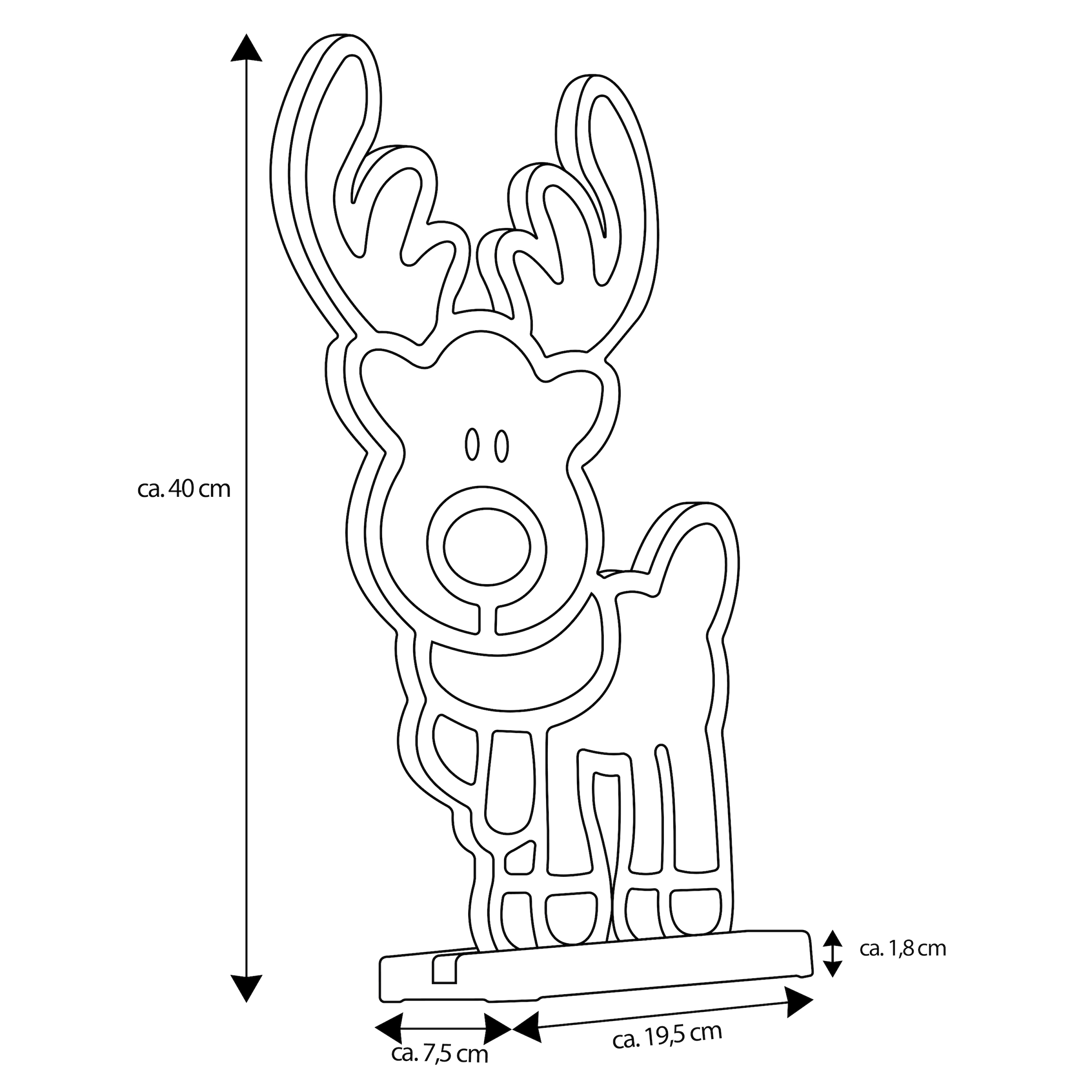 my home LED Dekofigur »LED-Rentier Evaya« LED-Modul Warmweiß Tiefenillusion mit 3D-Effekt, von beiden Seiten zu sehen
