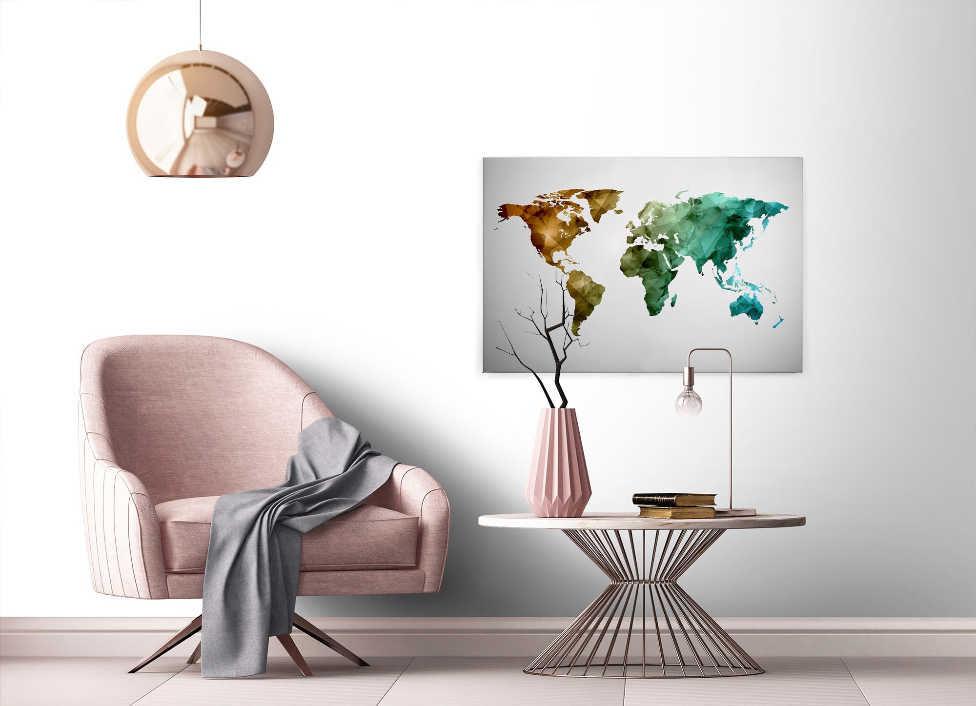 A.S. Création Leinwandbild »World Graphic«, Kunst-Weltkarte-Kinder, (1 St.), Atlas Weltkarte Bunt Aquarell Keilrahmen Leinwand-Bild Wohnzimmer Wand