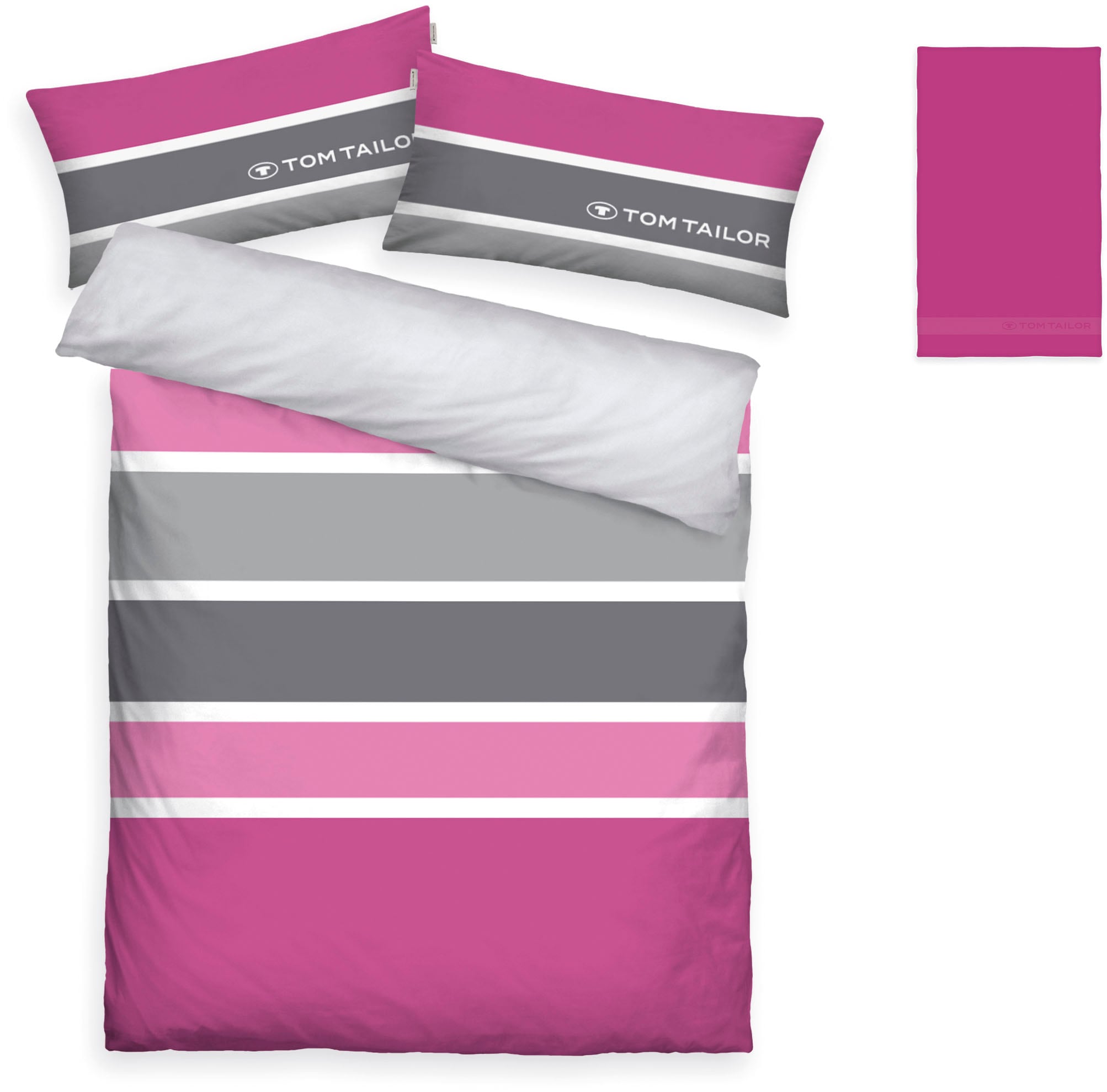 TOM TAILOR HOME Bettwäsche »Felix in Gr. 135x200 oder 155x220 cm«, mit GRATIS-Zugabe: Gästehandtuch (100% Baumwolle), mit Reißverschluss