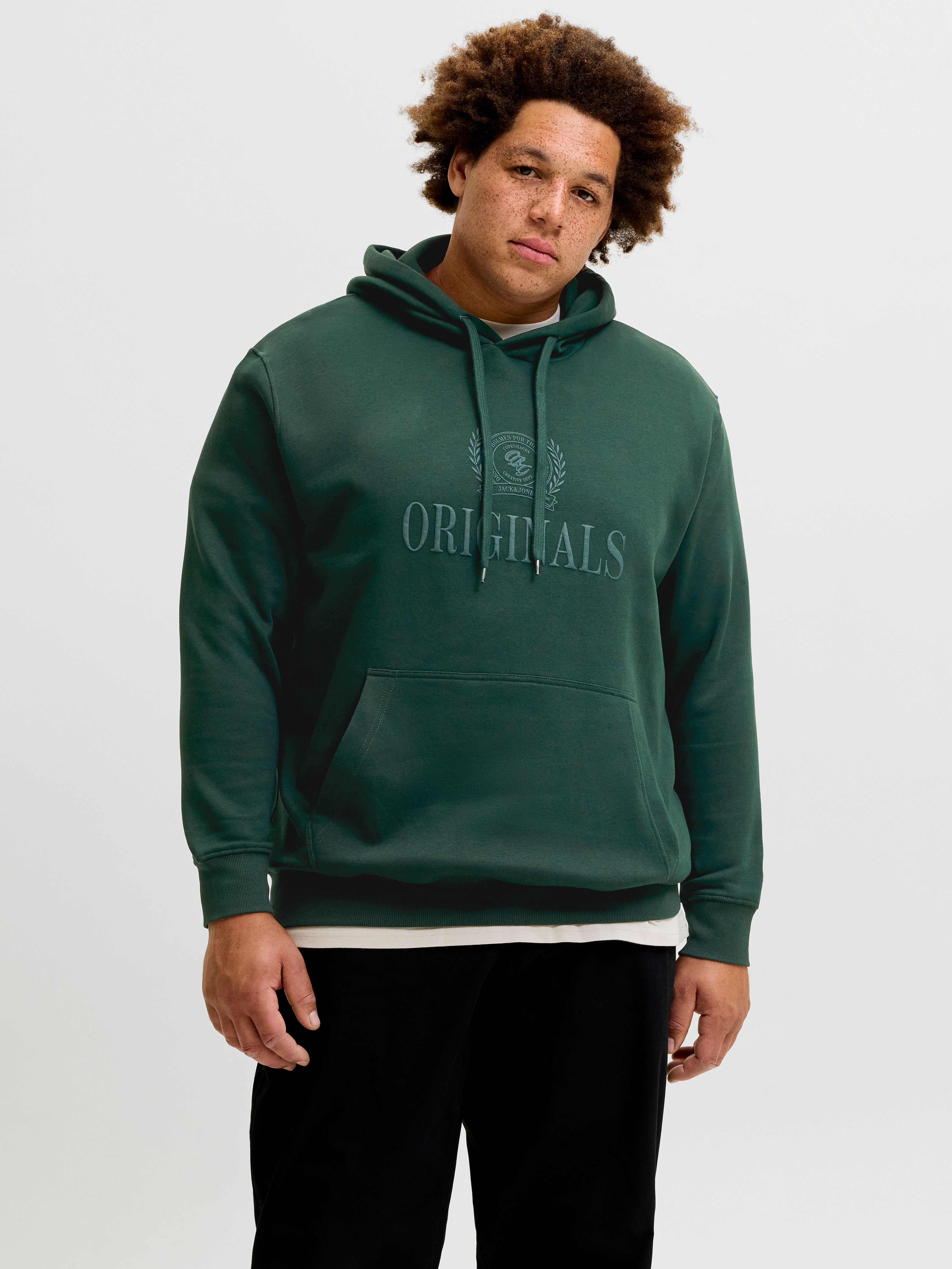 Jack & Jones PlusSize Kapuzensweatshirt "JORFREDERIKSBERG MONOGRAM SWEAT HOOD PLS", Baumwollmischung, regular fit
