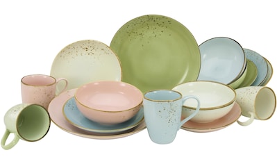 Kombiservice »Geschirr-Set NATURE COLLECTION Pastell«, (Set, 16 tlg., Kaffeeservice...