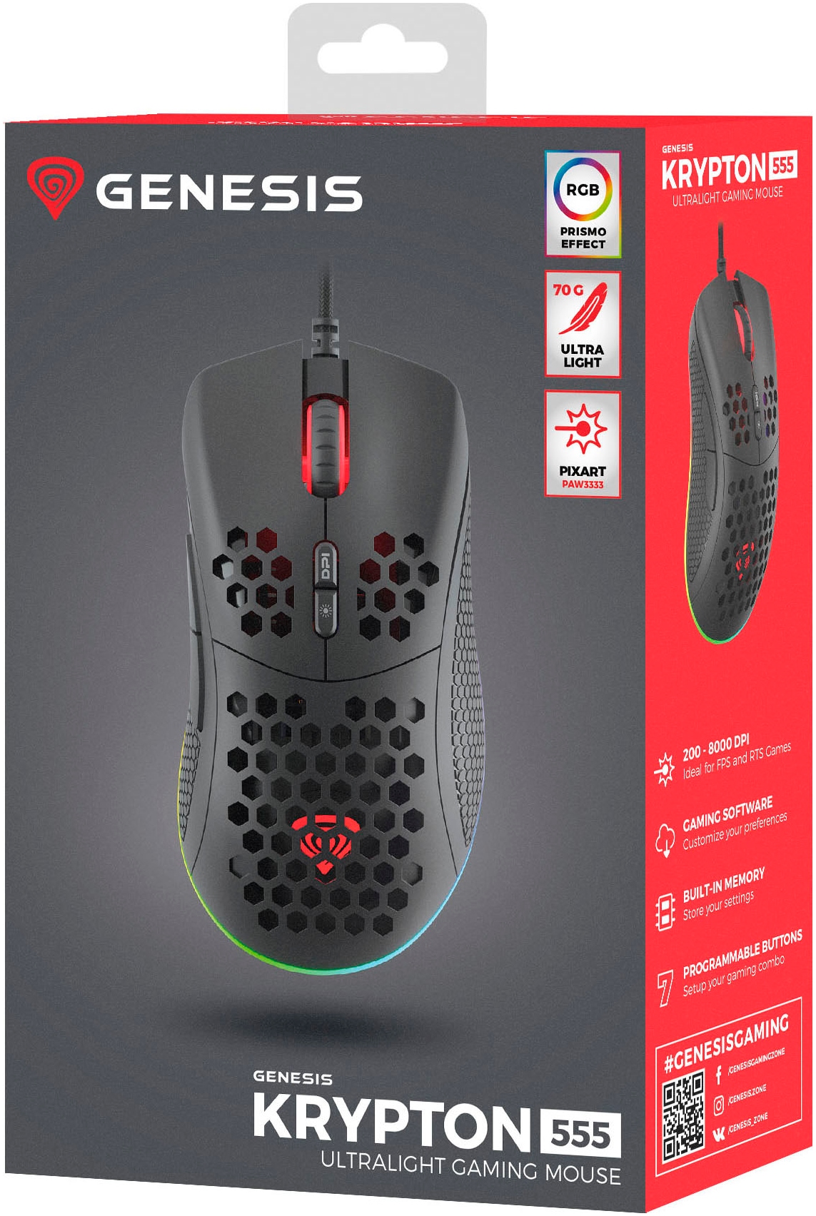 Genesis Gaming-Maus »KRYPTON 555« kabelgebunden
