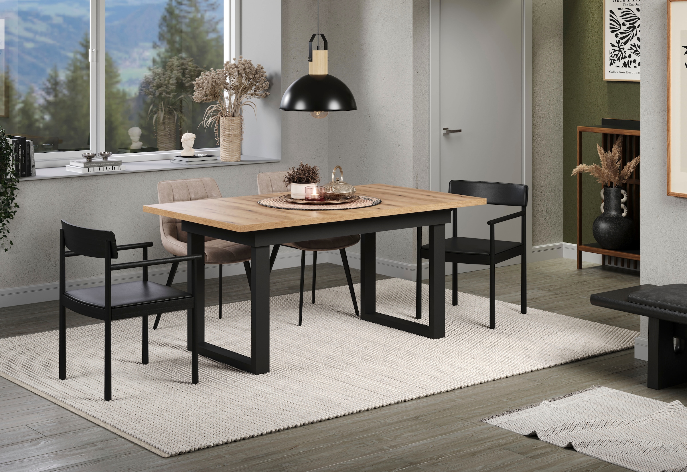 Home affaire Esstisch »Valencia« 1 Stk. tlg. Synchroauszug; Metallkufen, ausziehbar auf 200 cm