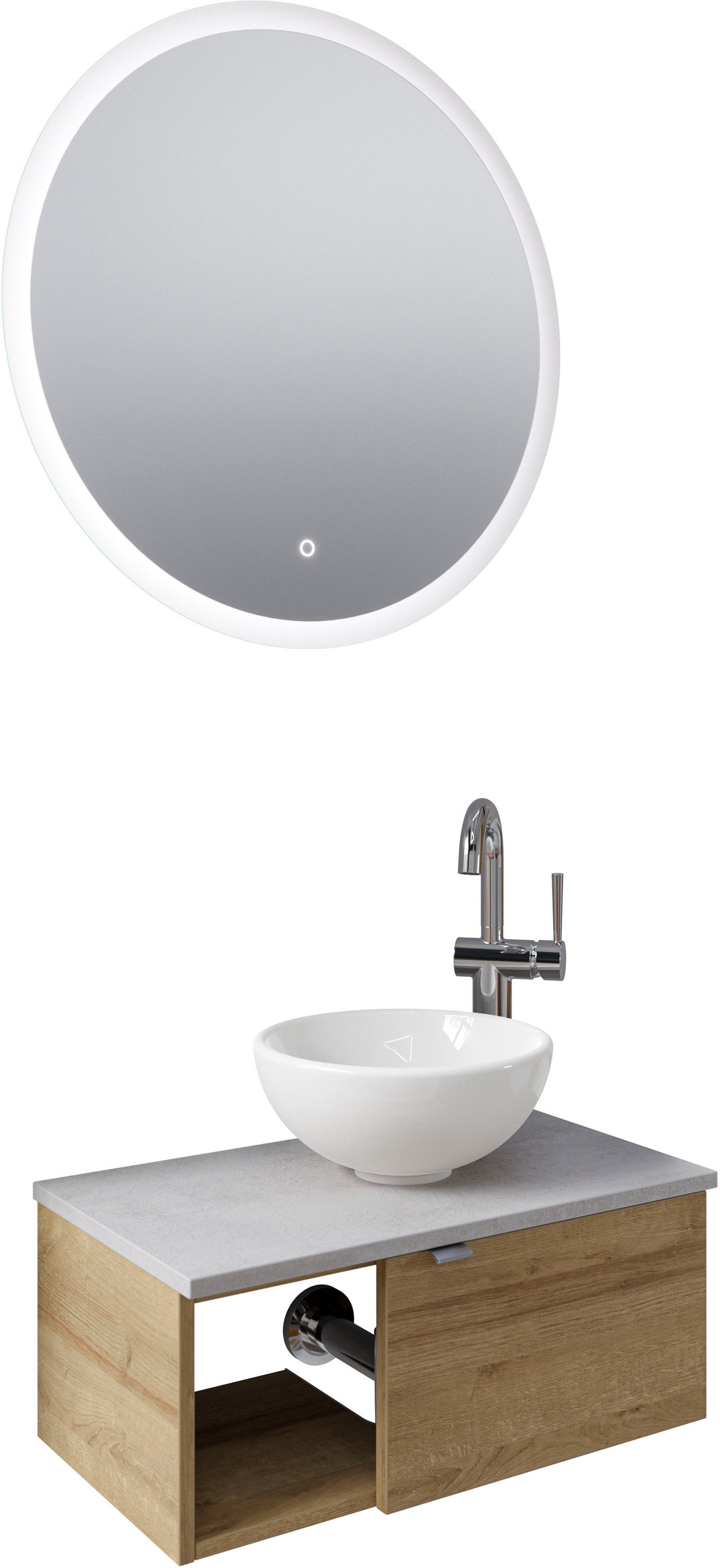 Saphir Badmöbel-Set »Serie 6915«, (4 St.), Gäste-Bad, 70 cm breit, mit LED-Spiegel, offenem Fach und 1 Tür