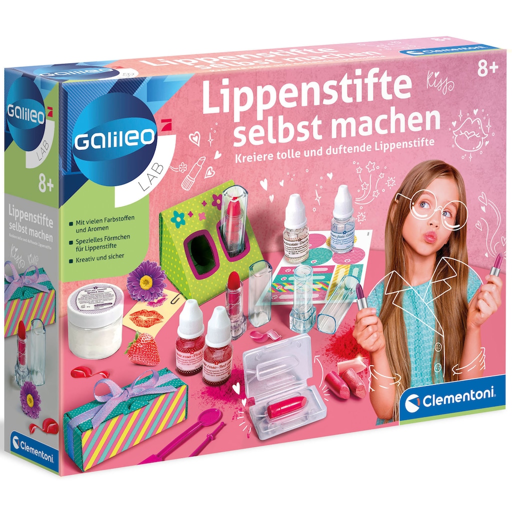 Clementoni® Experimentierkasten »Galileo, Lippenstifte selbst machen«