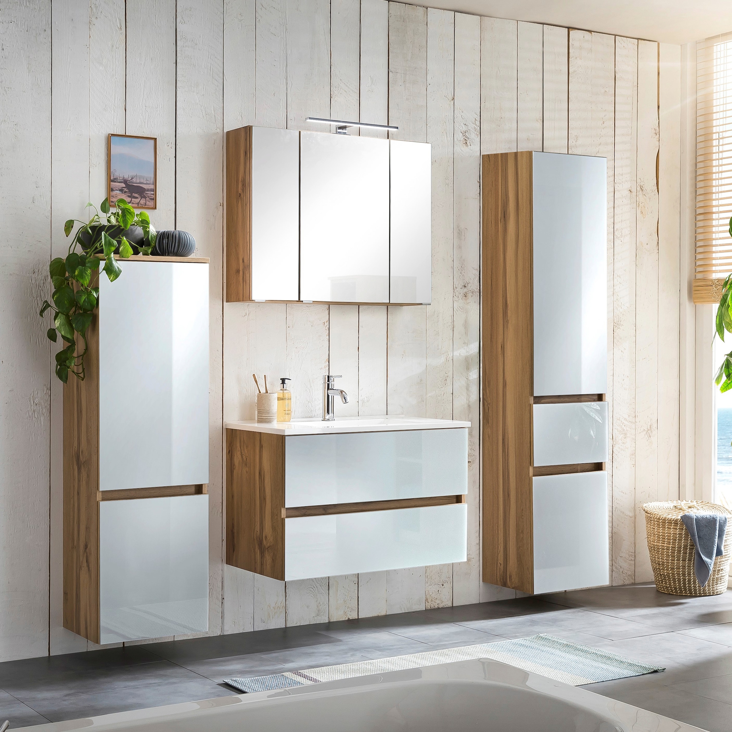 welltime Badezimmer-Set »Horki«, (Set, 4 St.), Breite 160 cm