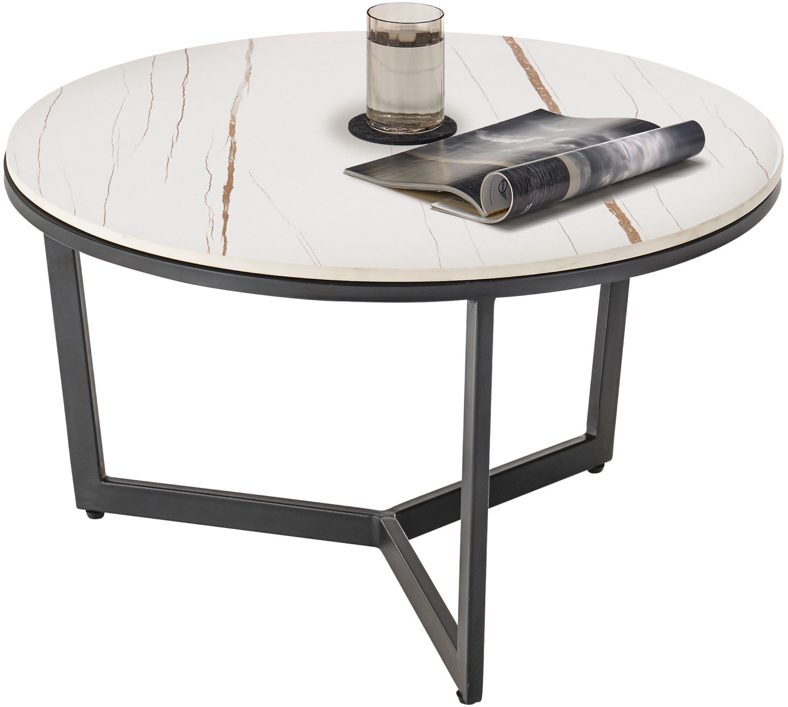 Stolkom Couchtisch "HARPER 2" rund Keramik, Tisch-Platte marmorisiert günstig online kaufen