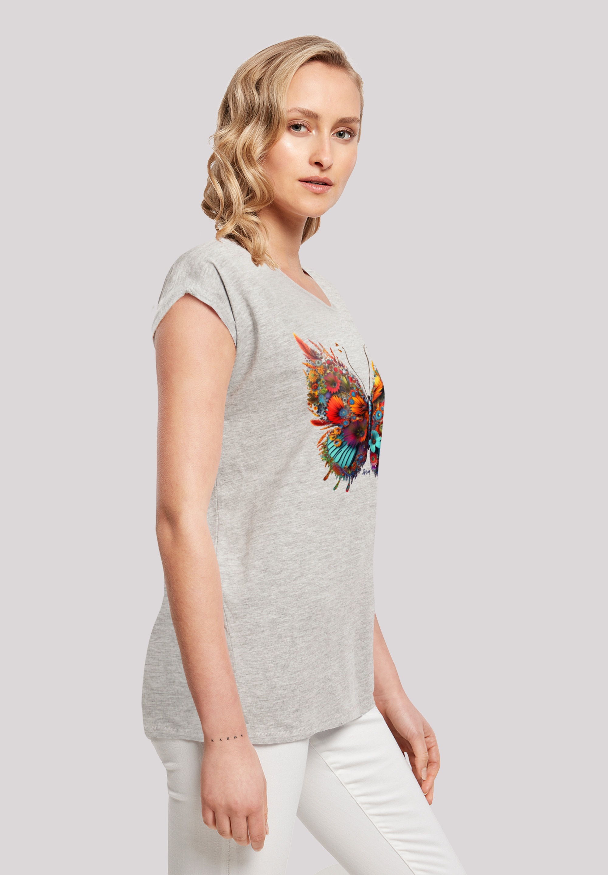 F4NT4STIC T-Shirt »Schmetterling Blumen«, Print