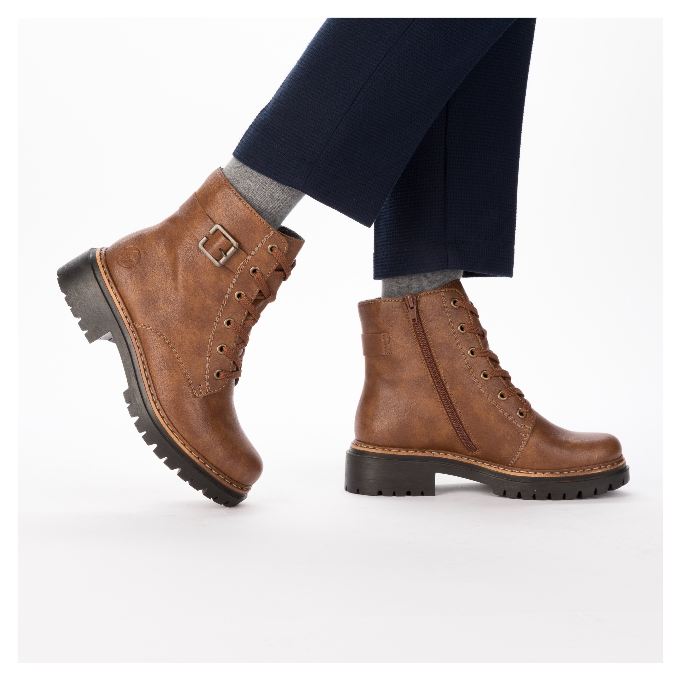 Rieker Schnürboots, Winterstiefel, Boots mit kontrastfarbener Rahmennaht