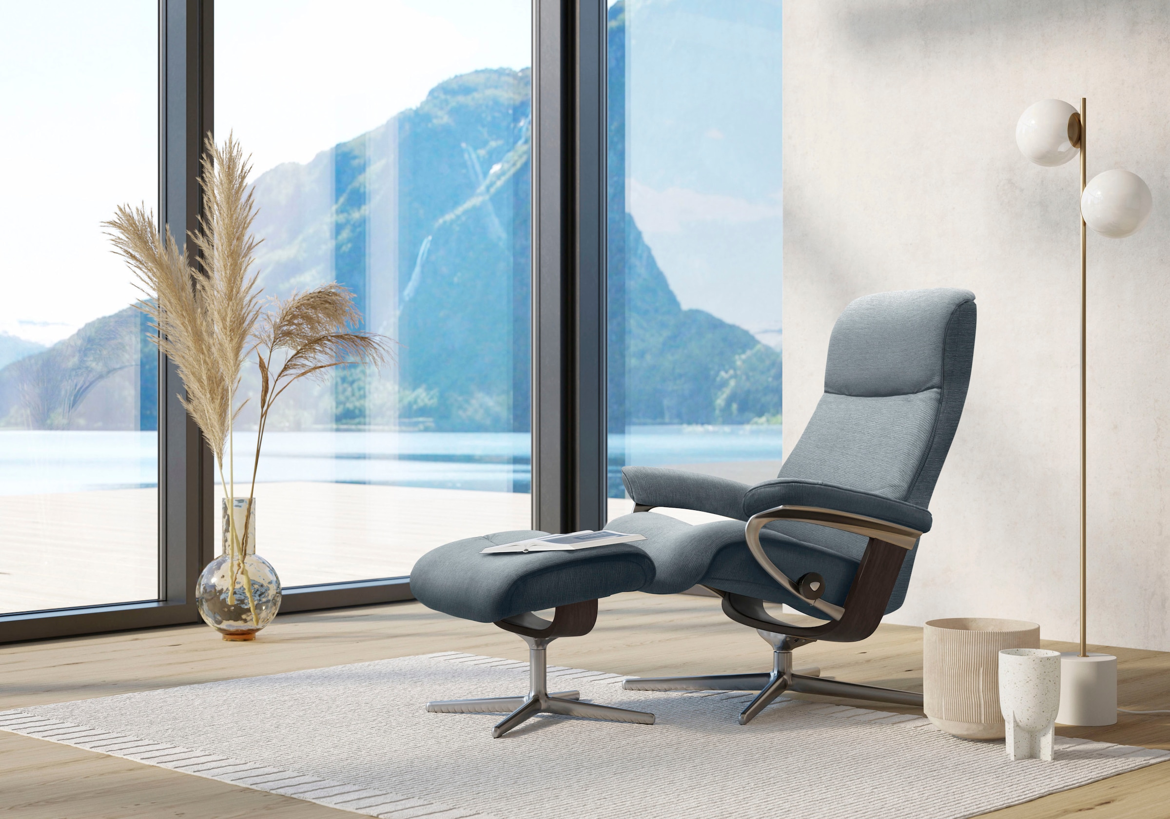 Stressless Fußhocker "View", mit Cross Base, Größe S, M & L, Holzakzent Wenge