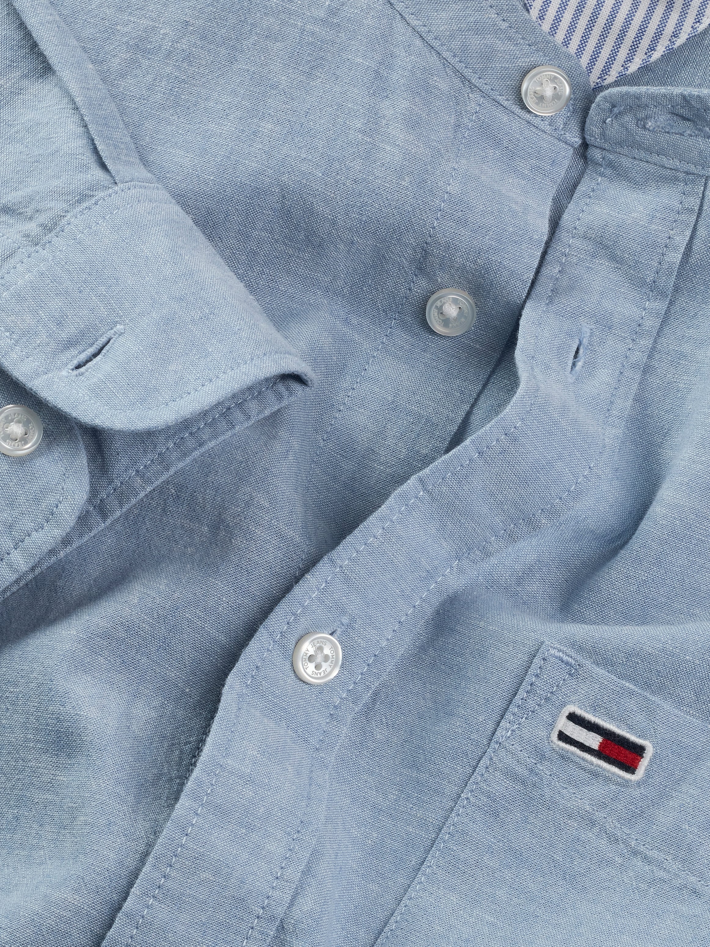 Tommy Jeans Langarmhemd »TJM LINEN MIX BAND COLLAR SHIRT«