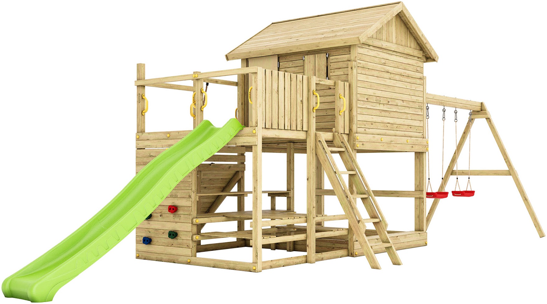 FUNGOO Spielturm »ALOHA« mit Spielhaus und Terrasse, Doppelschaukel