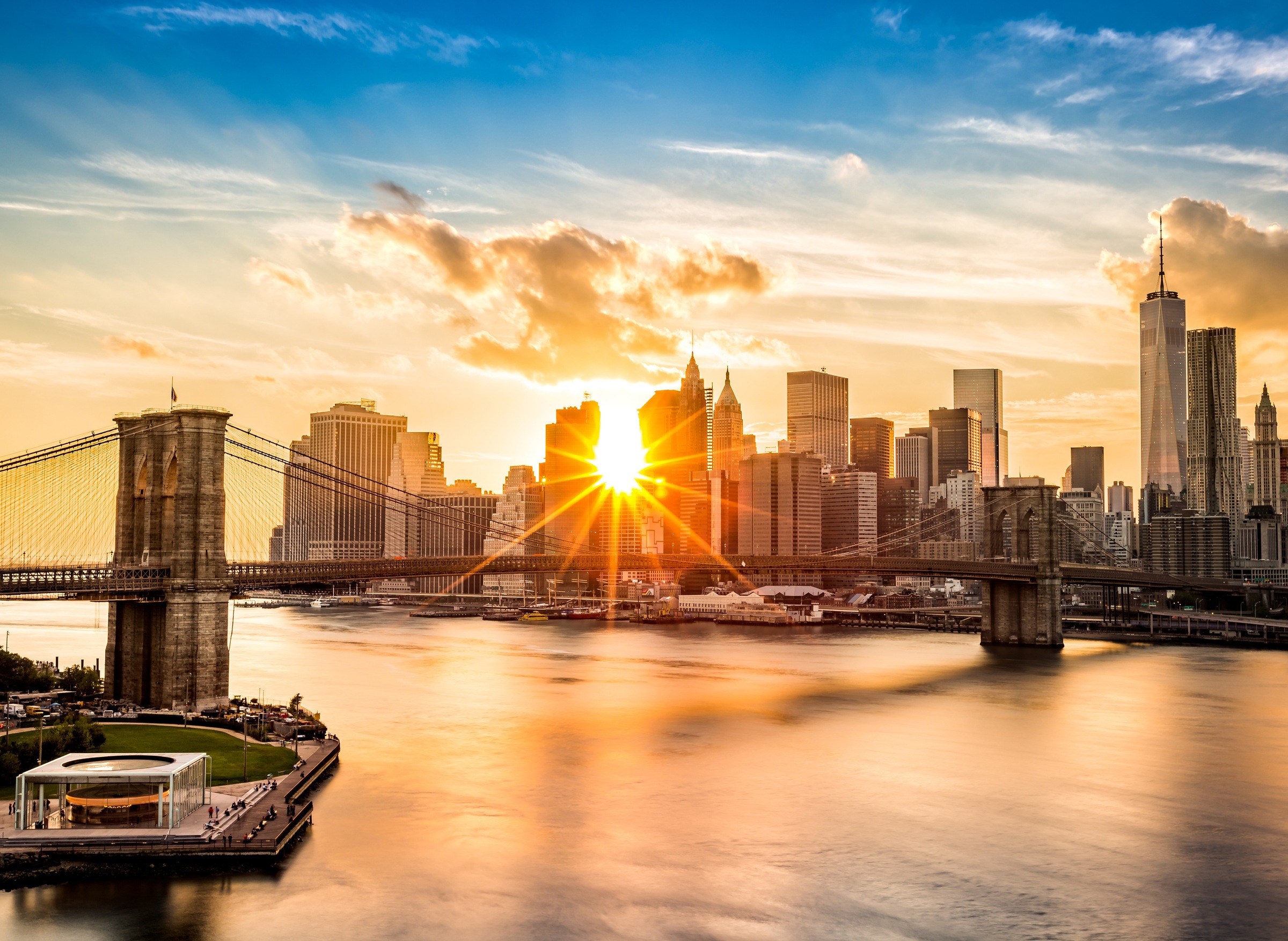 Papermoon Fototapete "Brooklyn Bridge Sunset" glatt