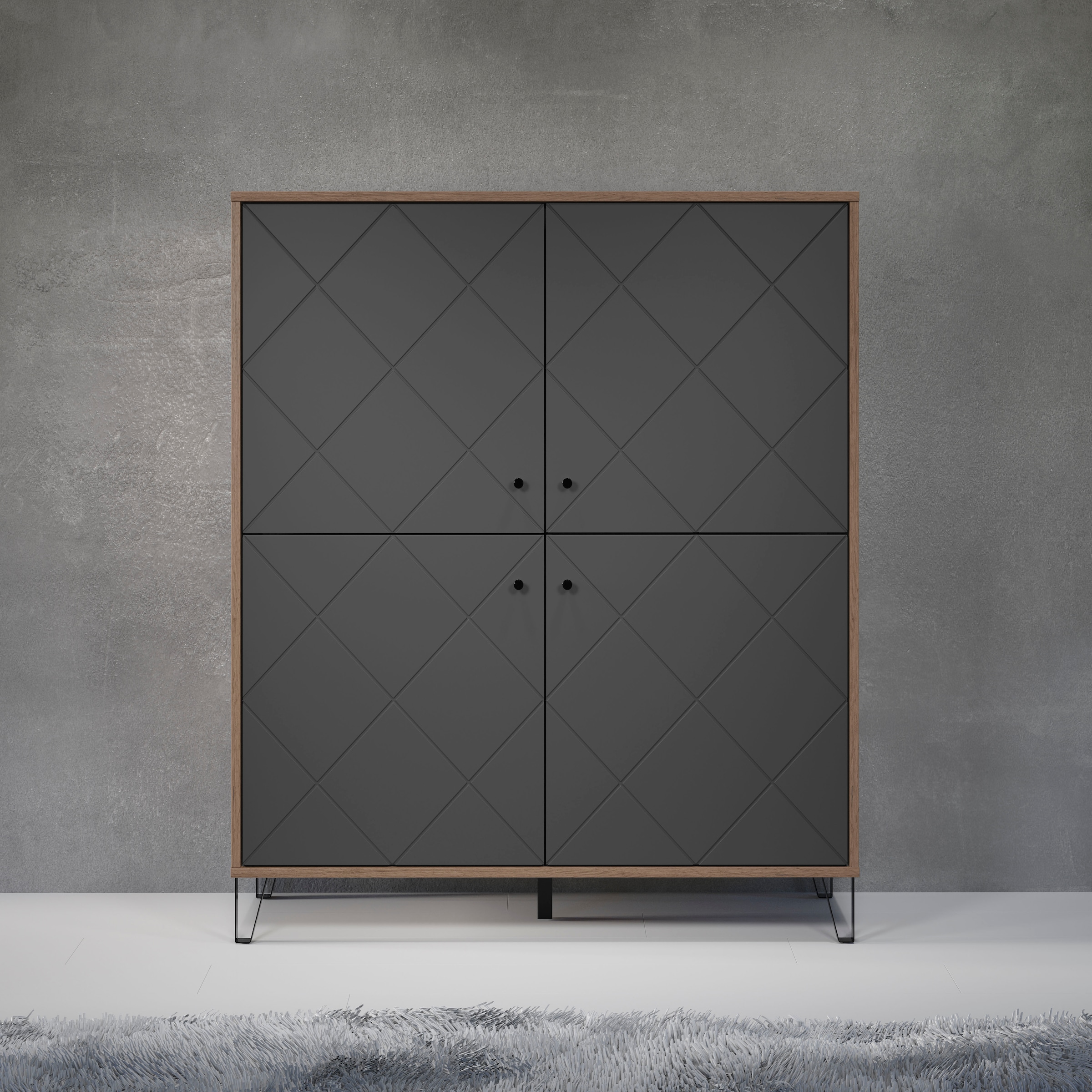 Home affaire Highboard »Molveno« 1 Stk. tlg. Highboard mit 4 Türen & Soft-Close - (B/T/H) 123/40/136 cm